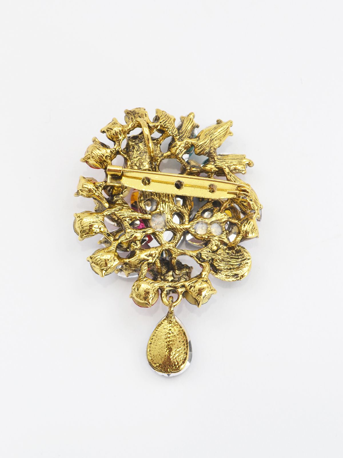 Teardrop multicolor crystal brooch