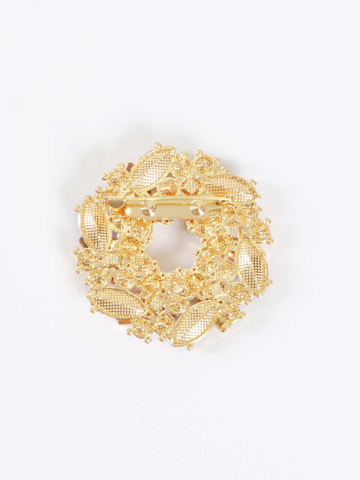 Multicolor wreath brooch with crystal-embellished leaf motif