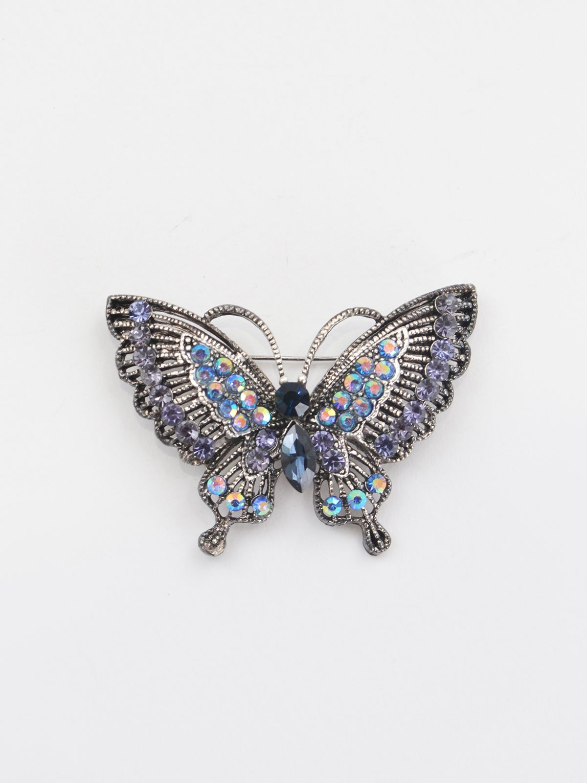Rainbow butterfly brooch with multicolored stones