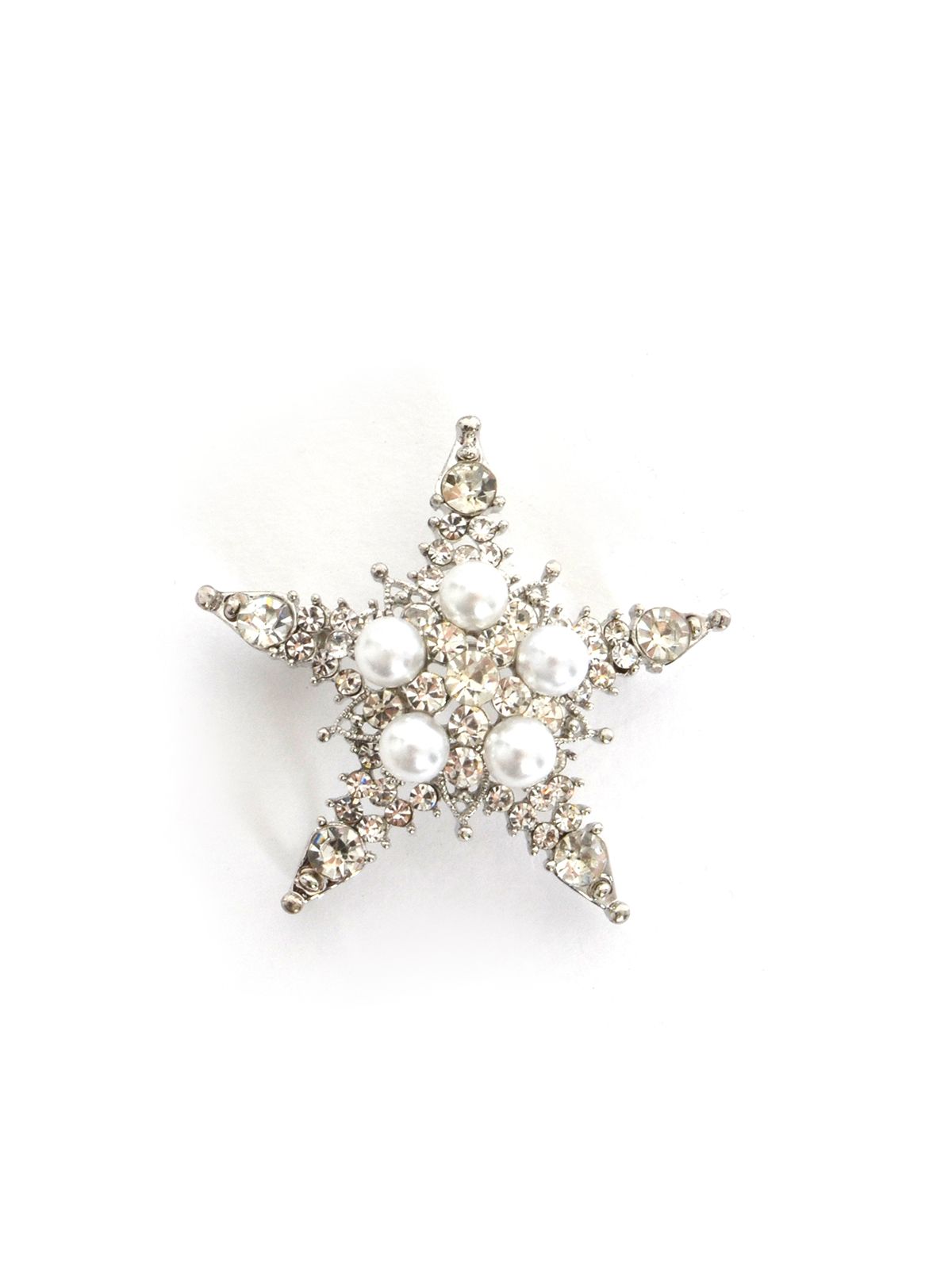 Starburst pearl & crystal brooch