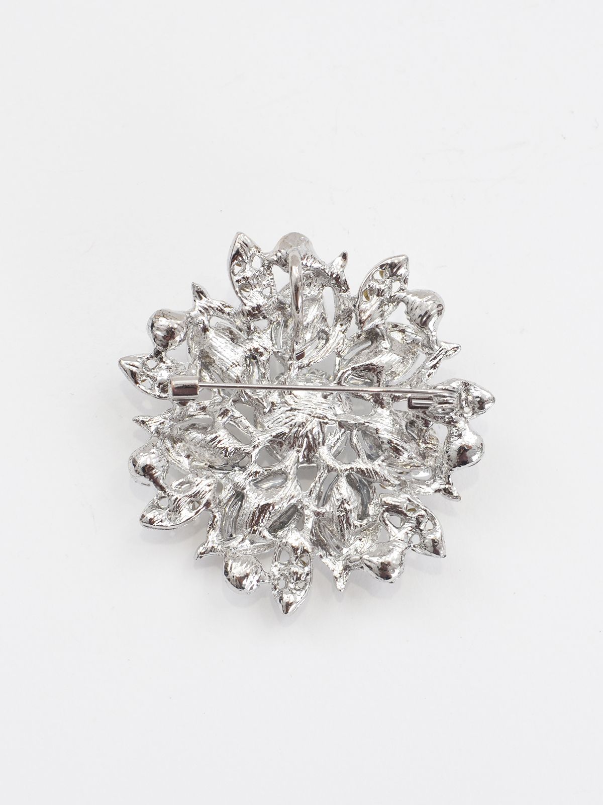 Silver-tone floral brooch