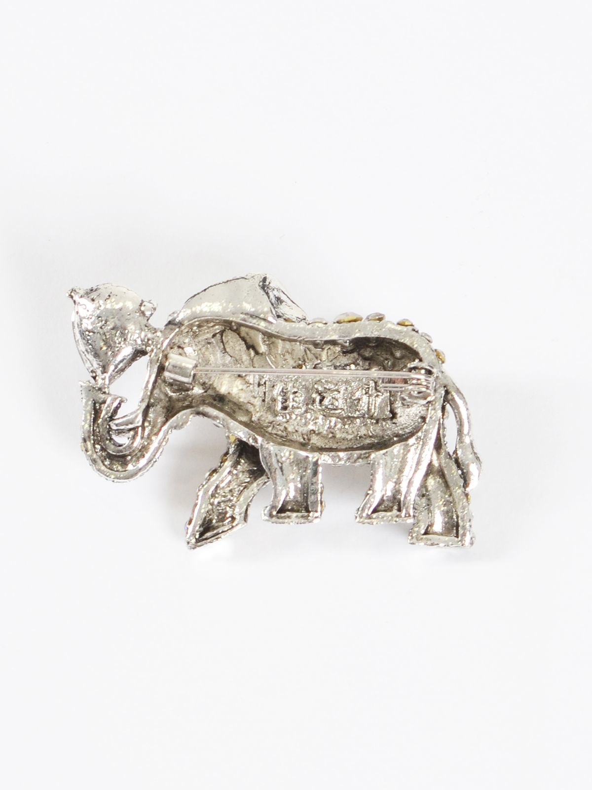 Elephant crystal brooch