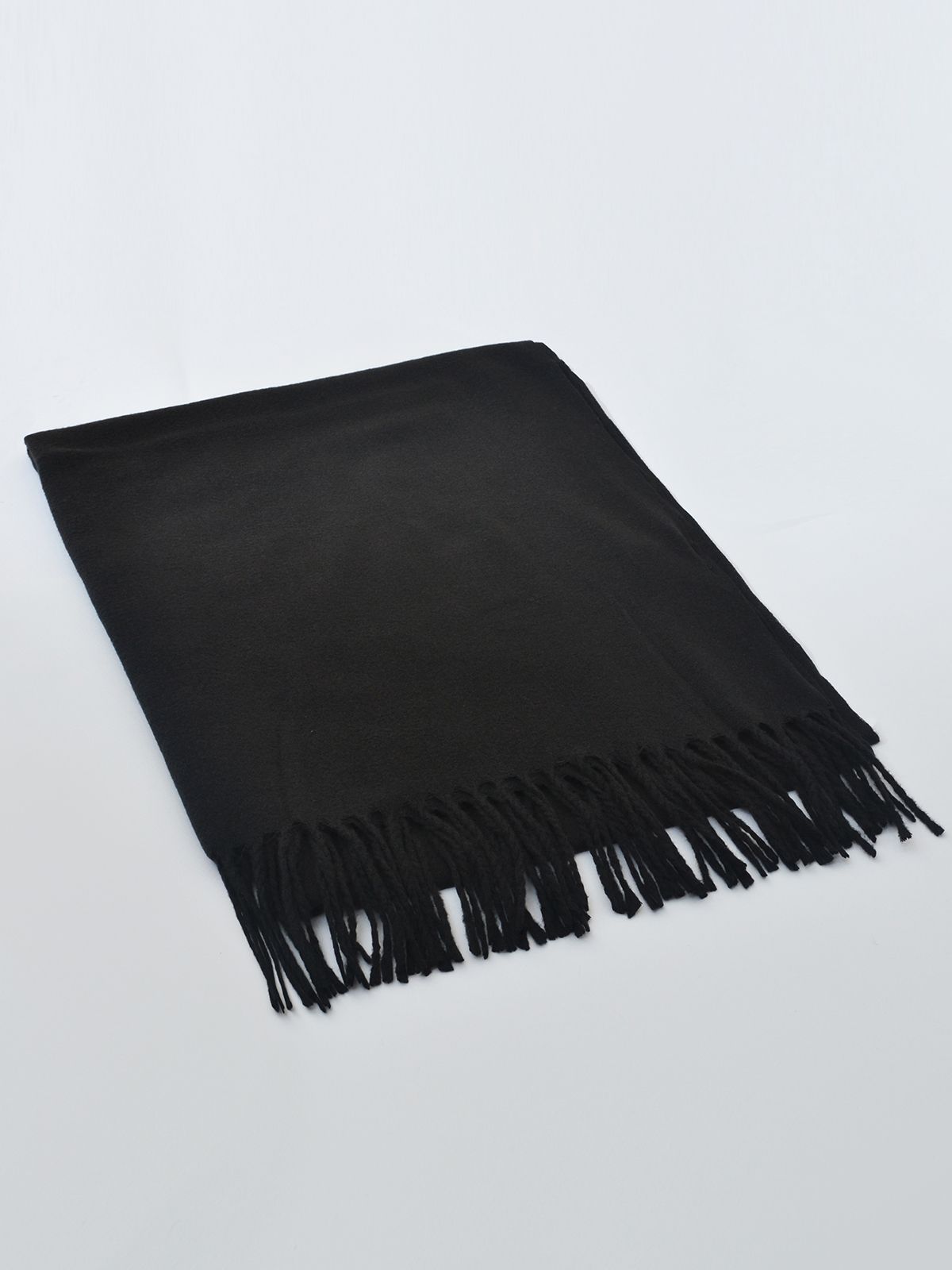 Black scarf with fringe detailing
