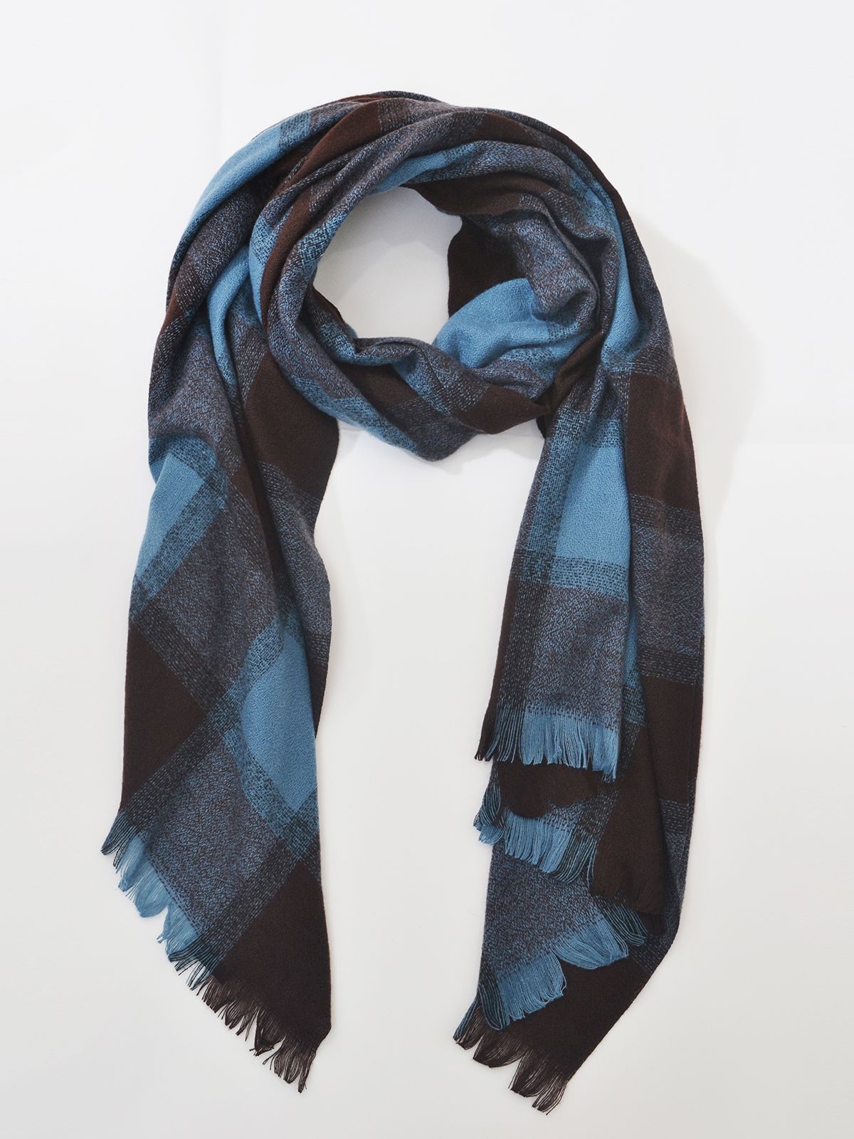 Oversize check patterned scarf
