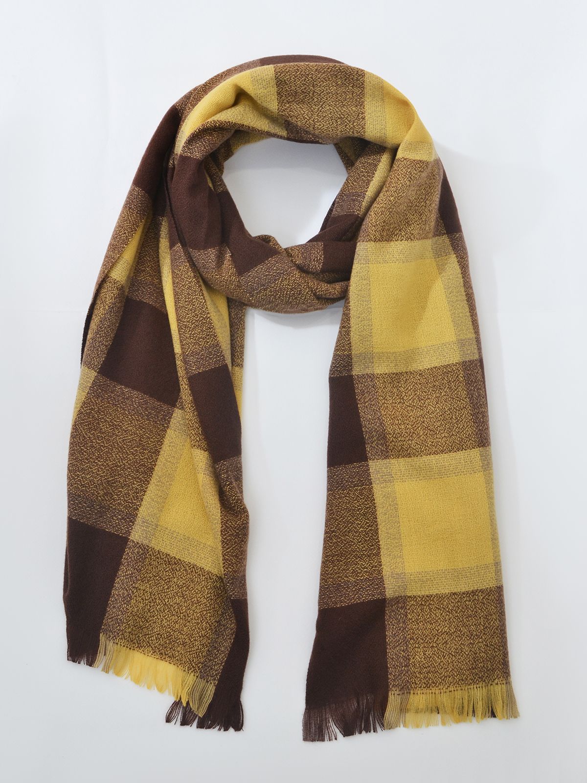 Oversize check patterned scarf