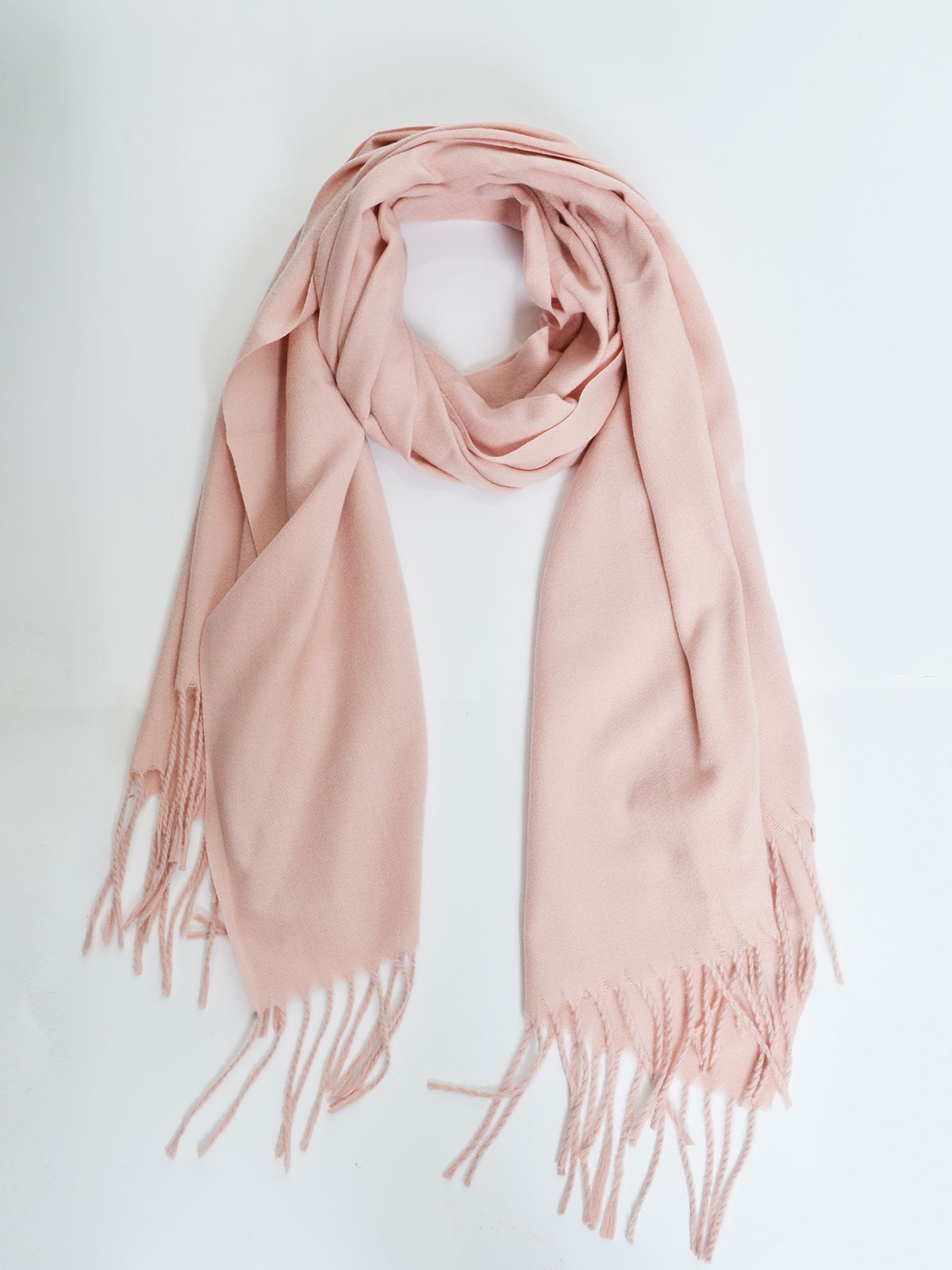 Pink scarf with fringe detailing