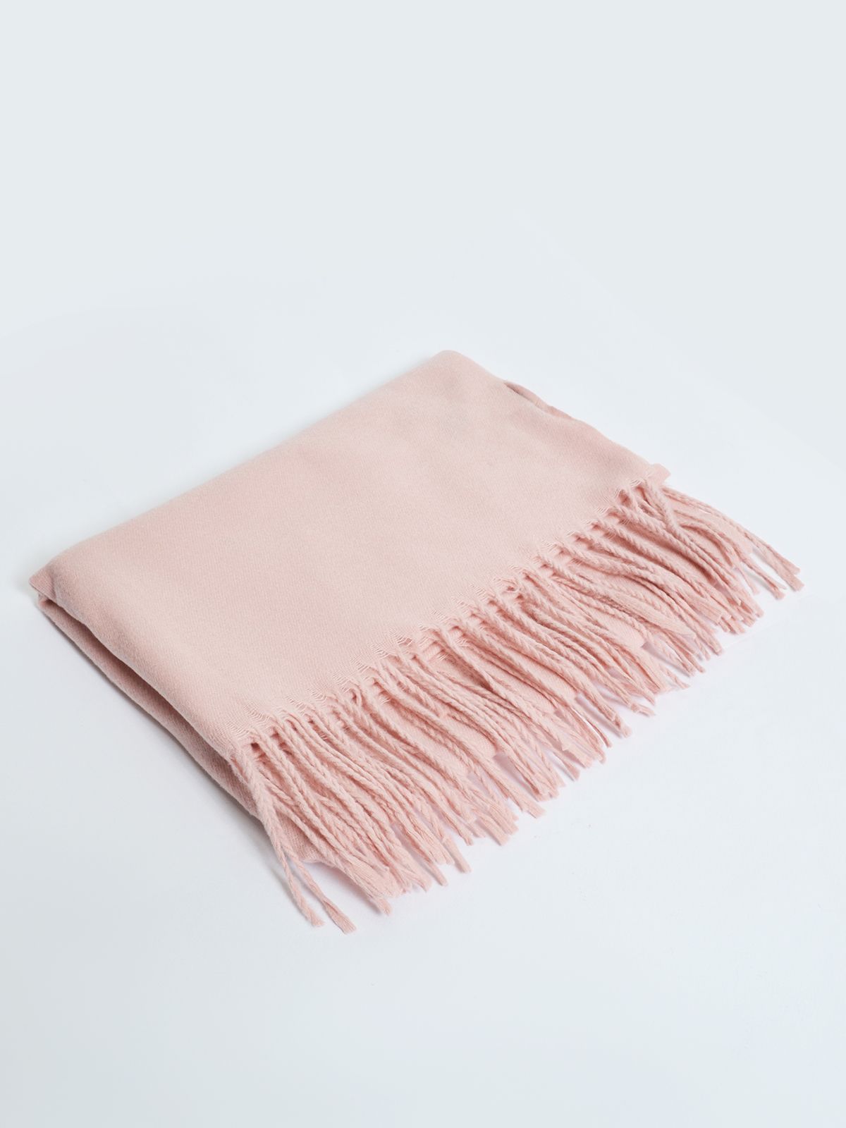 Pink scarf with fringe detailing
