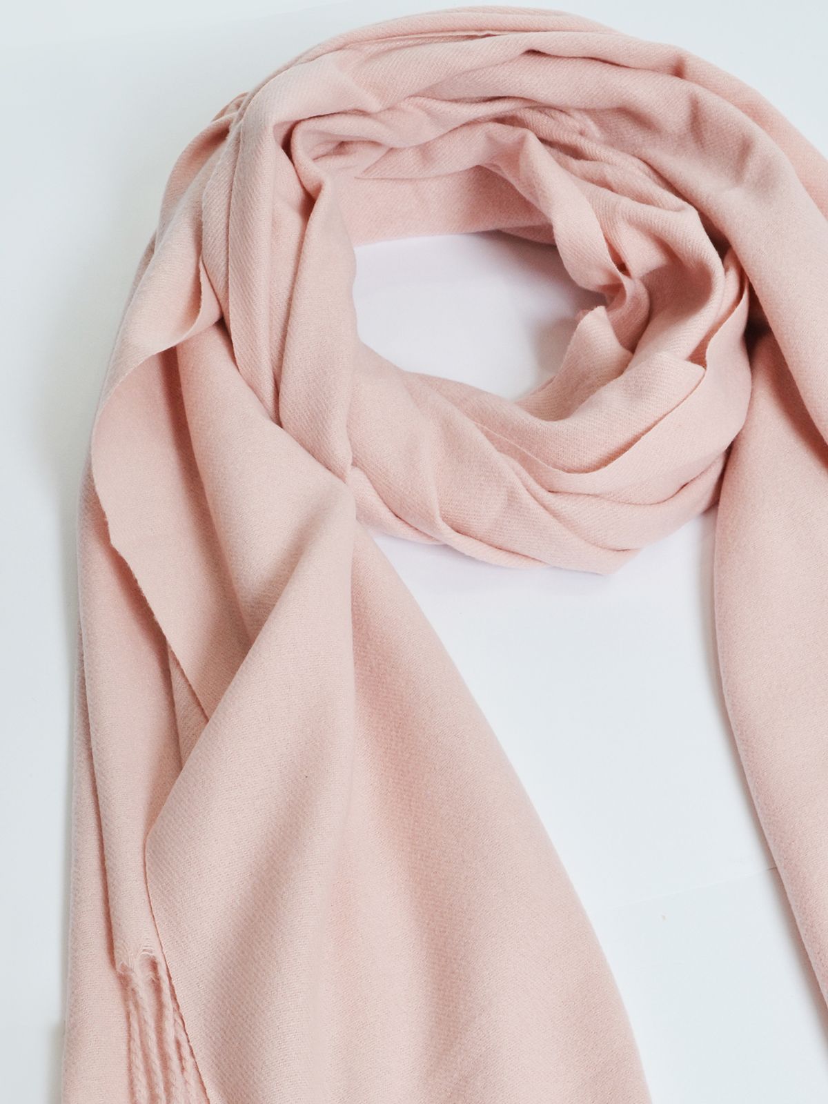 Pink scarf with fringe detailing