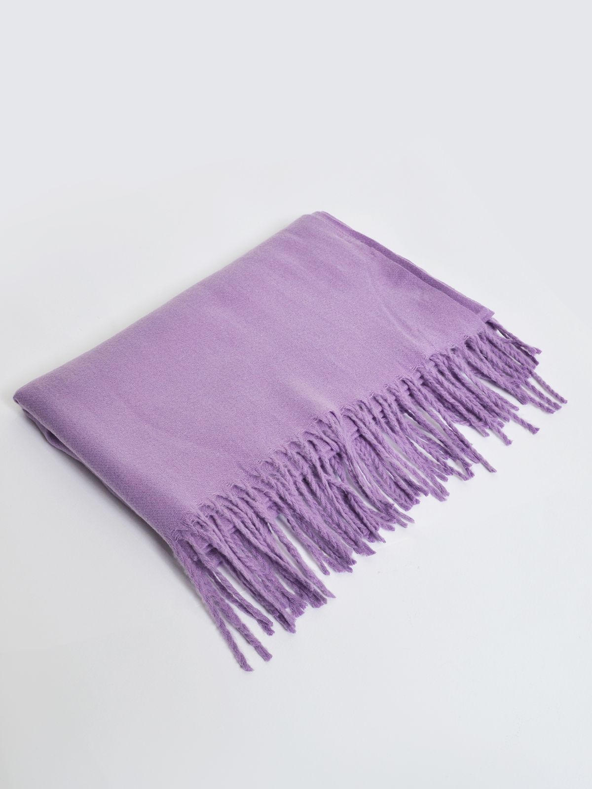 Purple scarf with fringe detailing