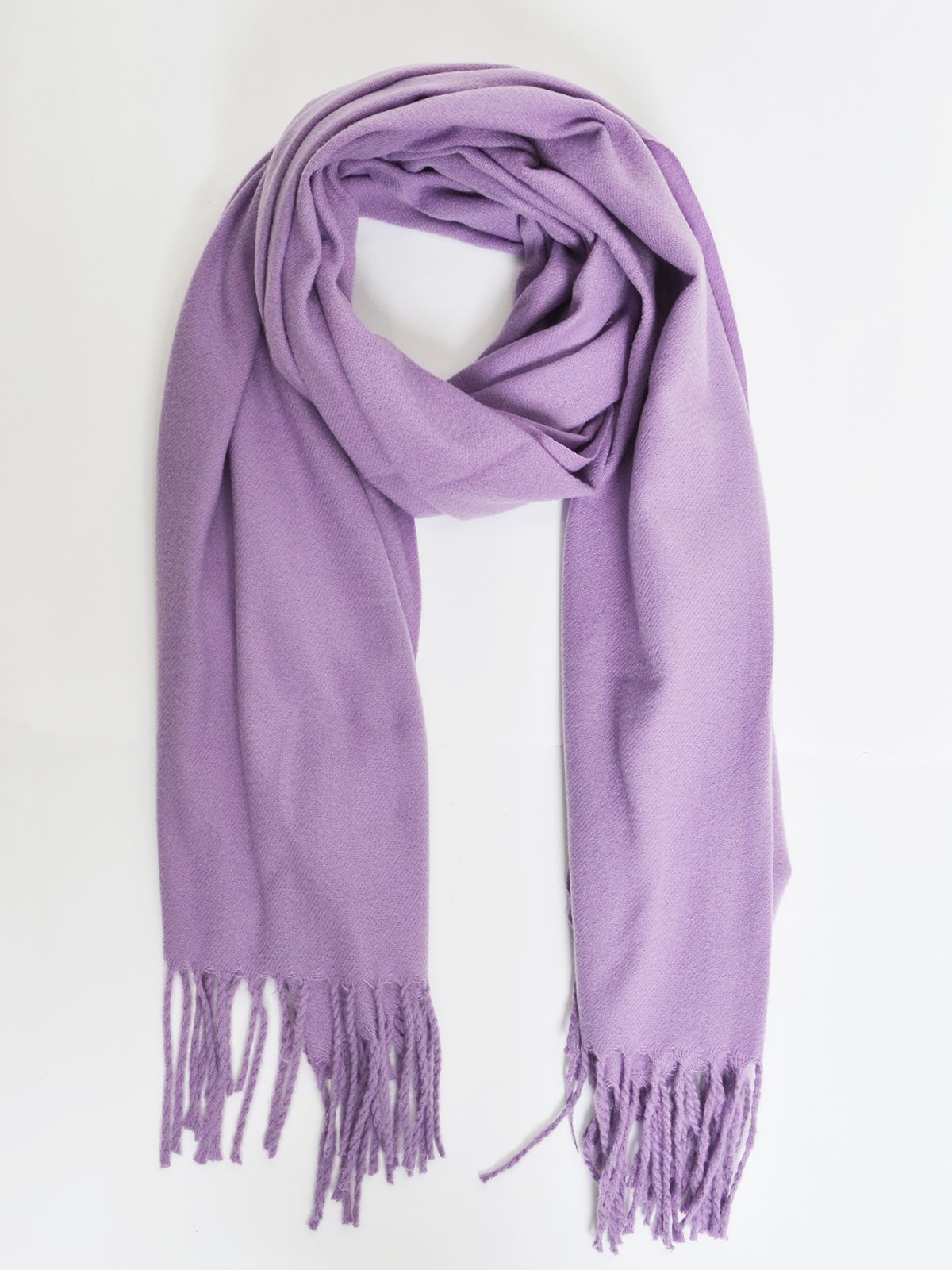 Purple scarf with fringe detailing