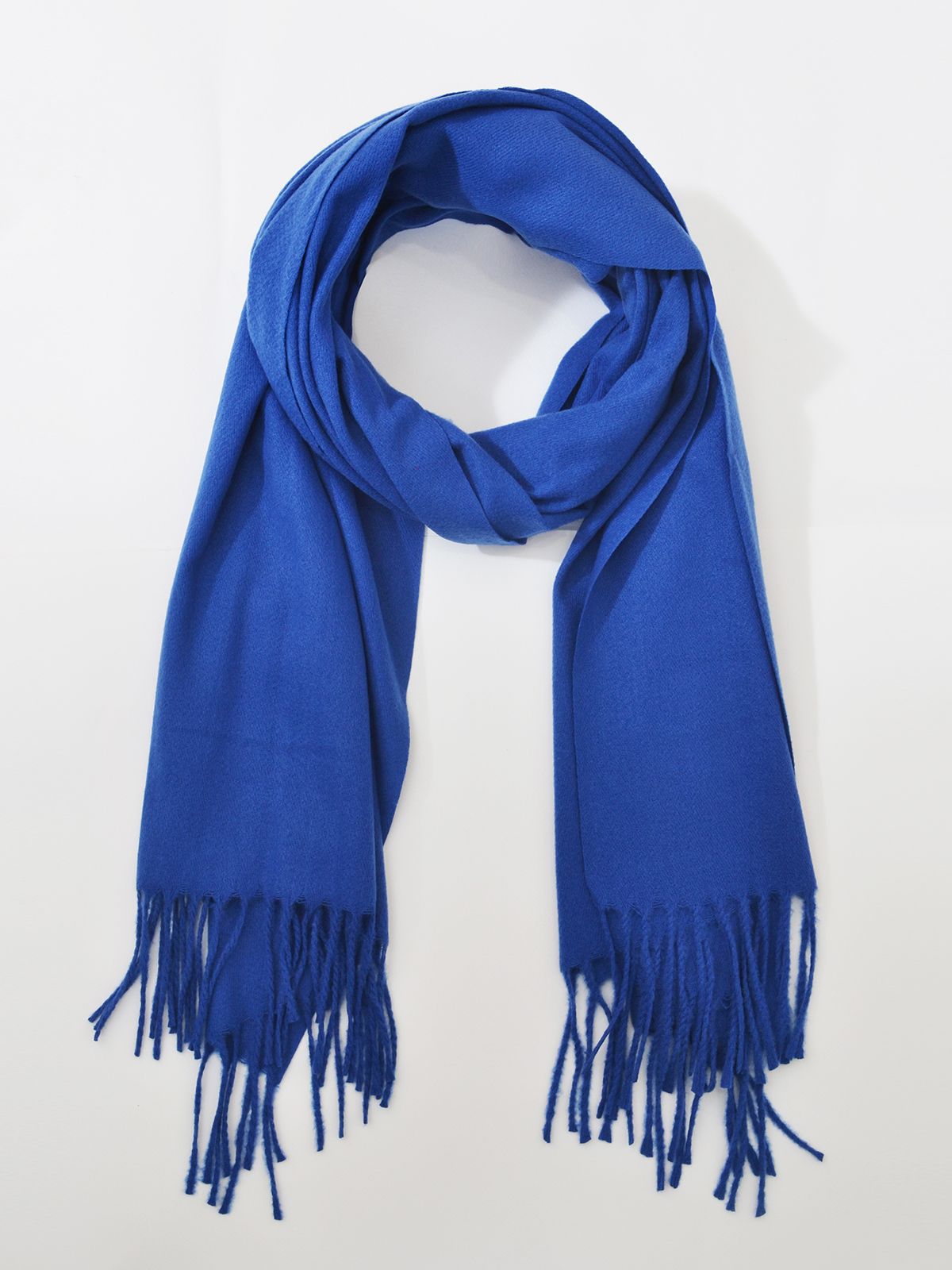 Royal blue scarf with fringe detailing