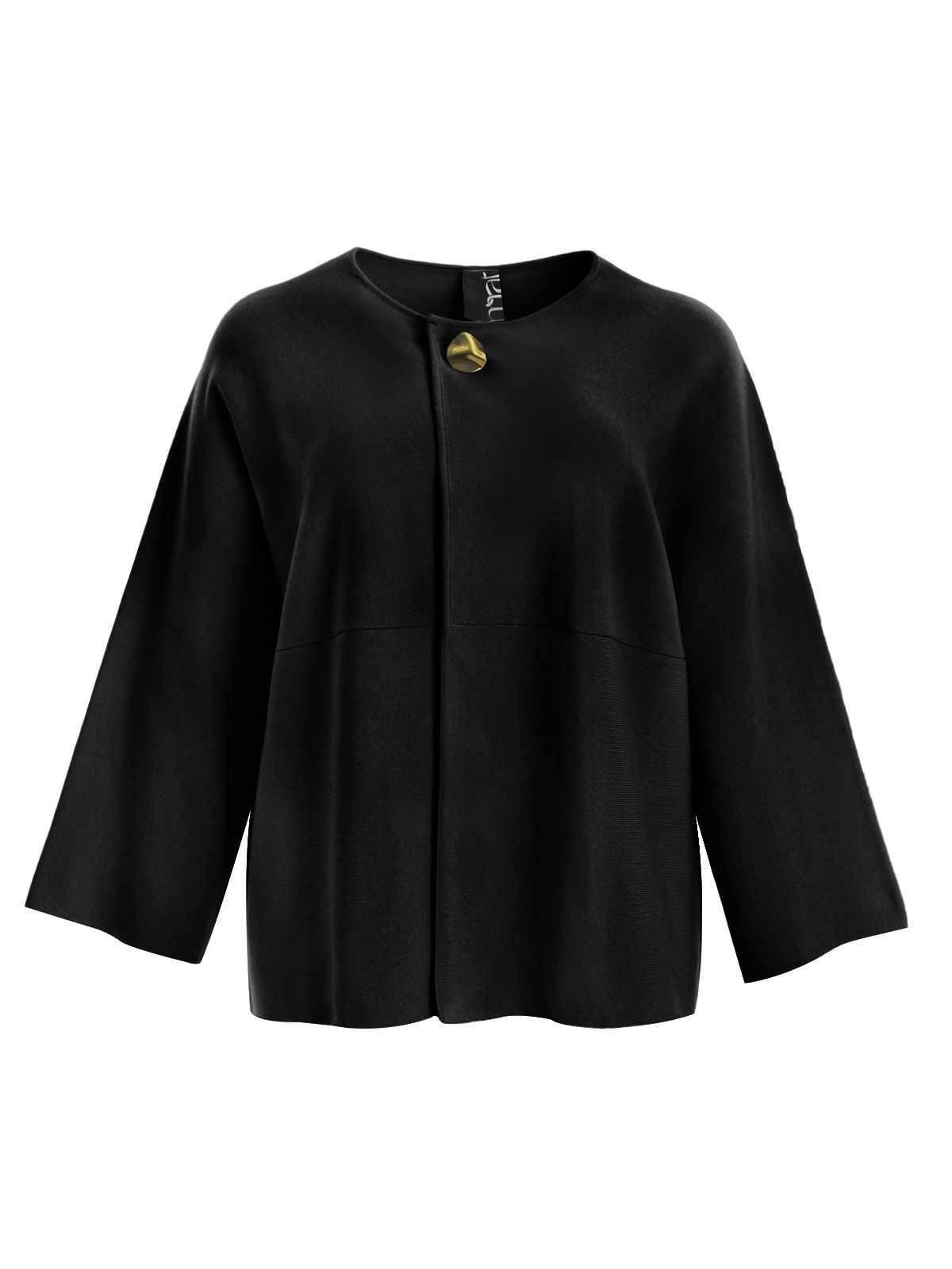 Mat Fashion Knit cardigan with gold textured button Black