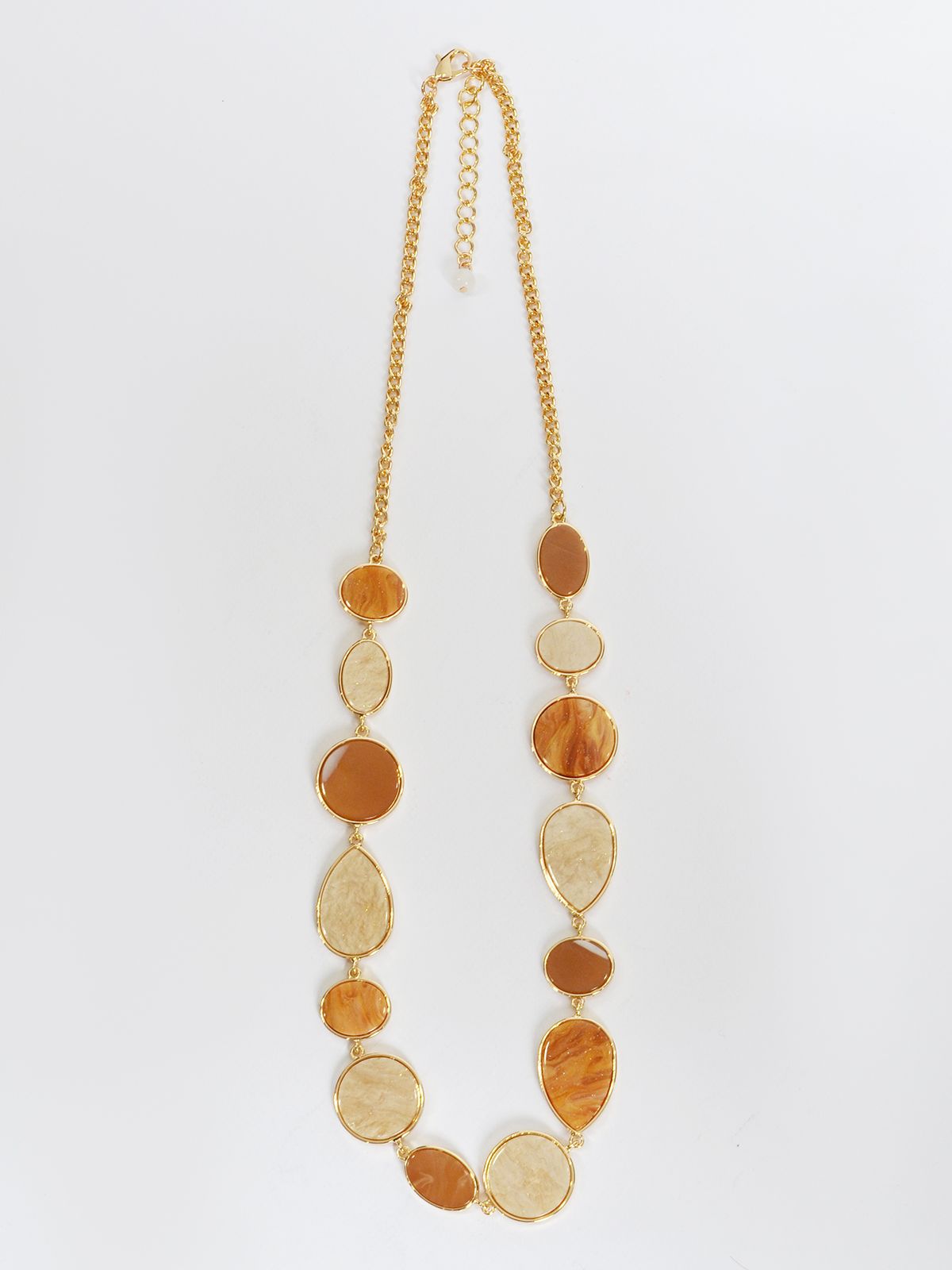 Gold-tone statement necklaces with colorful stones