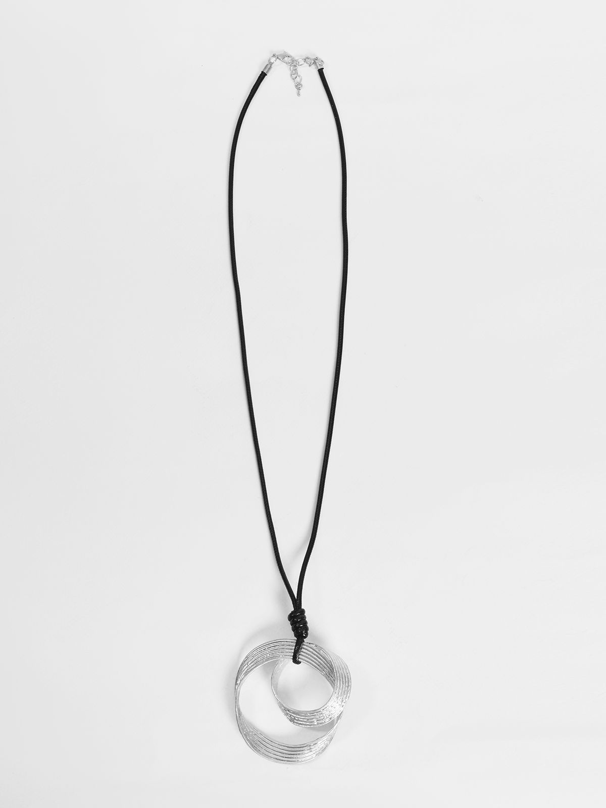 Textured metal pendant necklace on adjustable cord