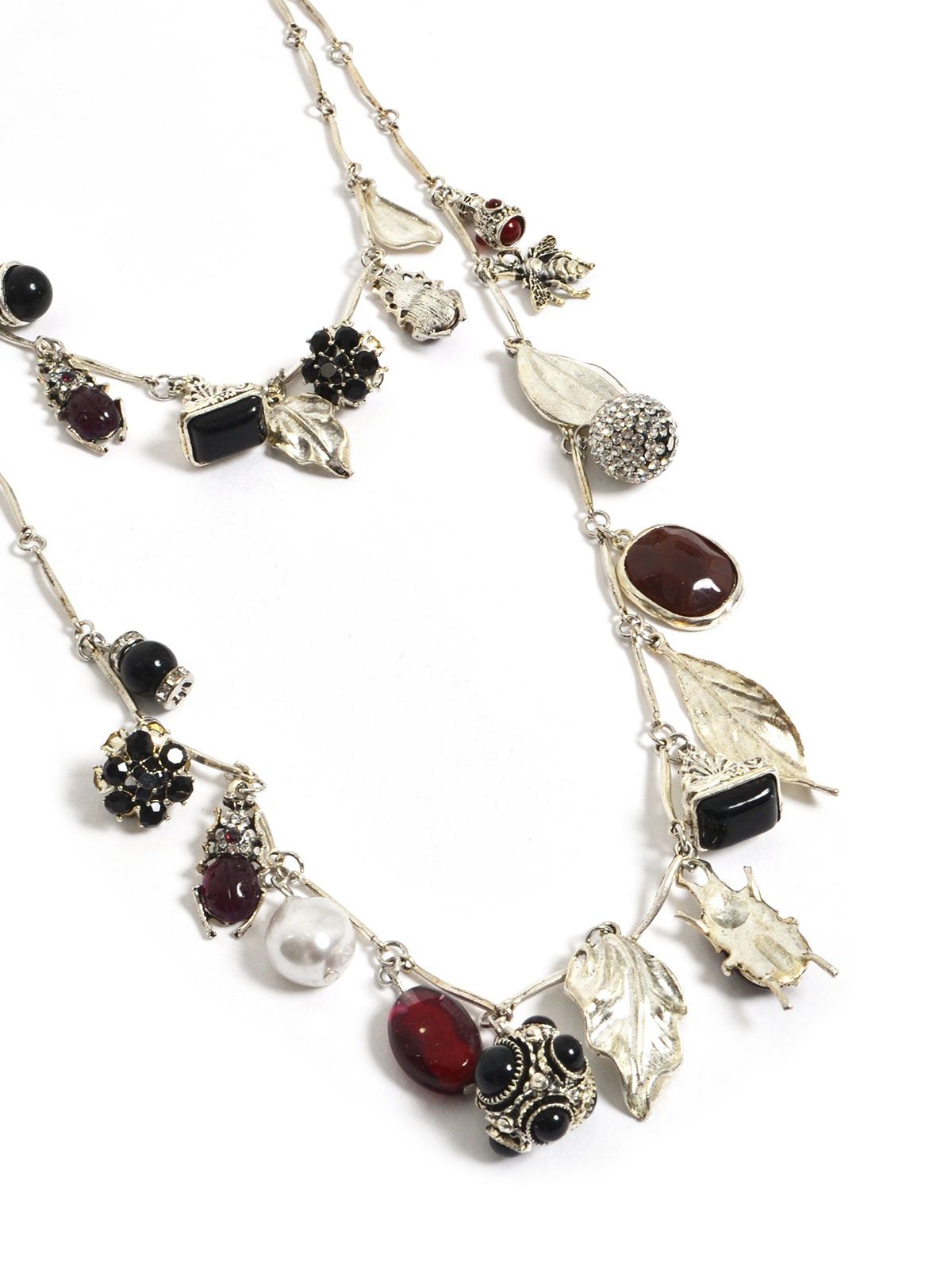 Silver-tone two-layer necklace with charms