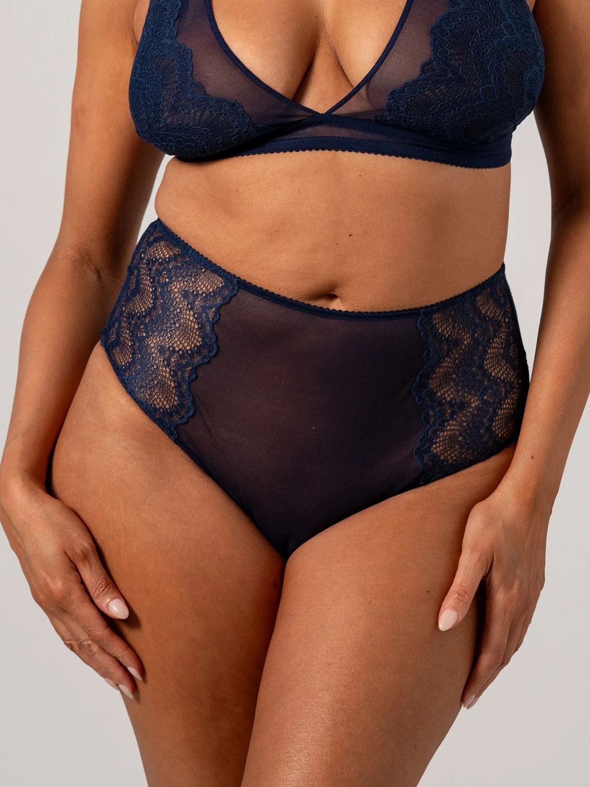 Lace Highwaist Briefs Navy
