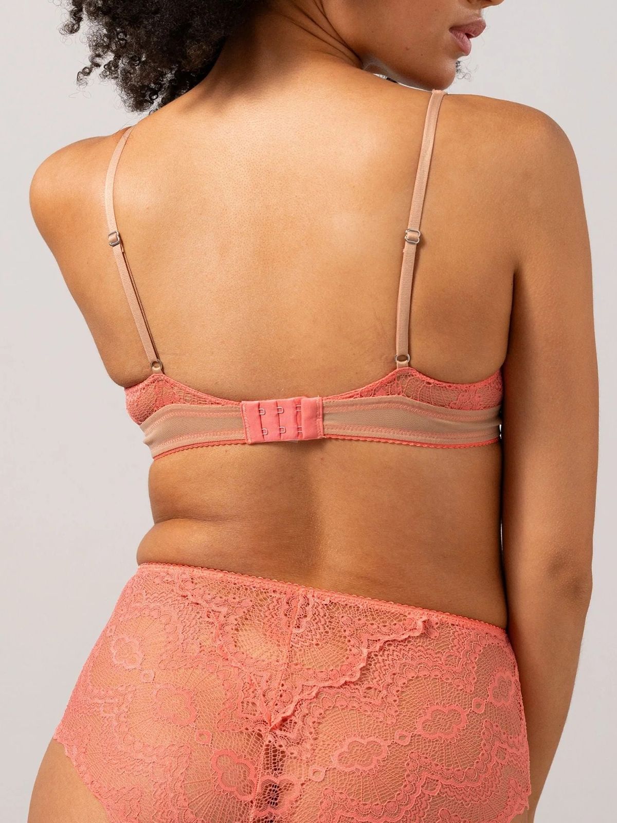 Lace Plunge Bralette Coral/Sand