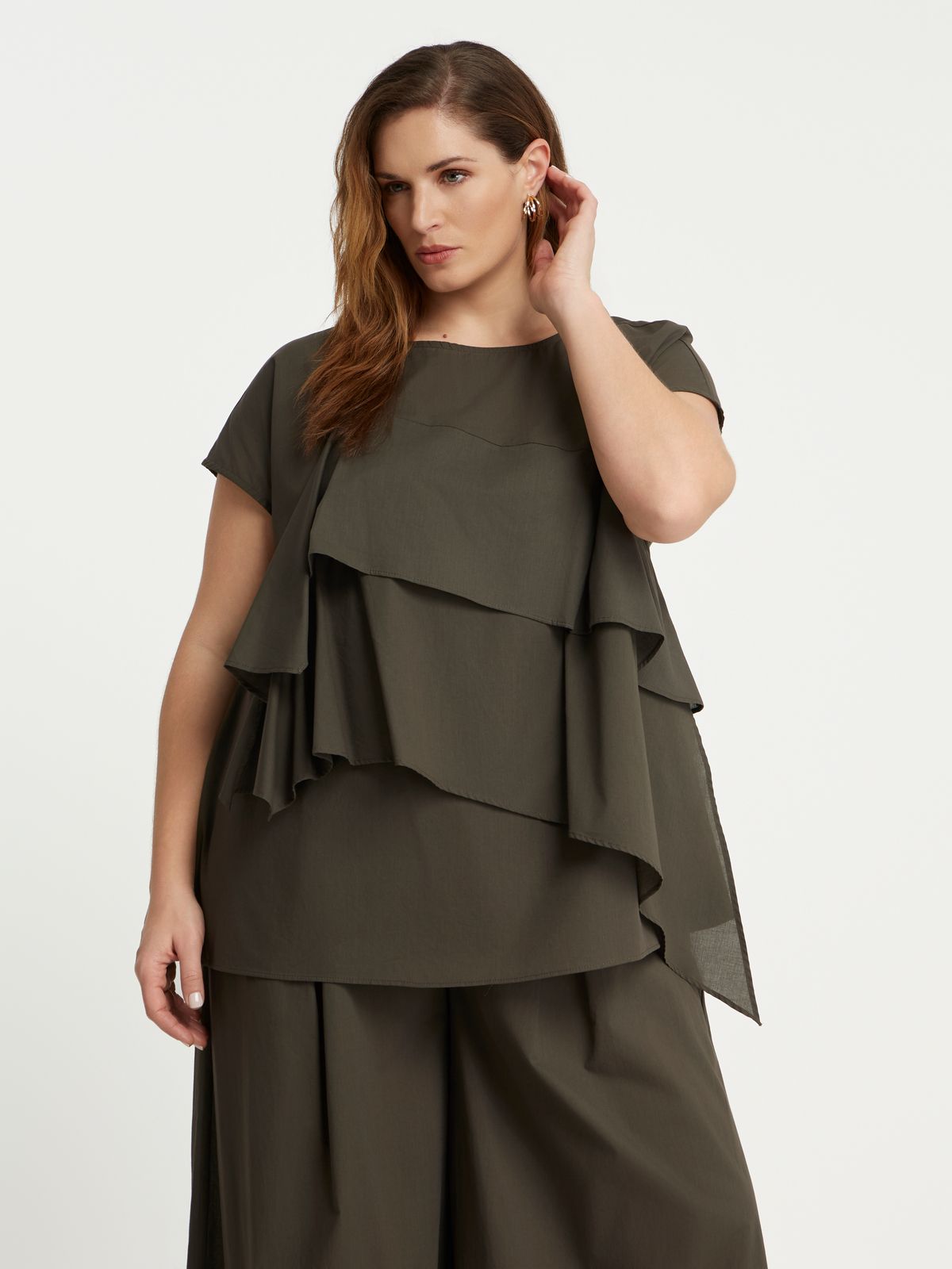 Layered asymmetric cotton top