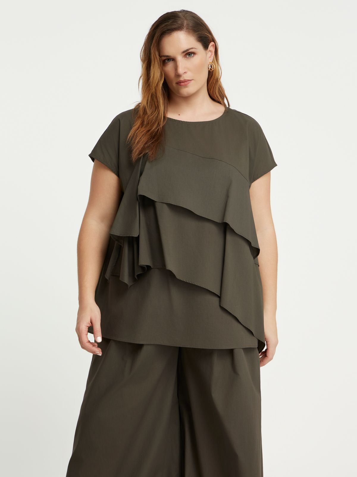 Layered asymmetric cotton top