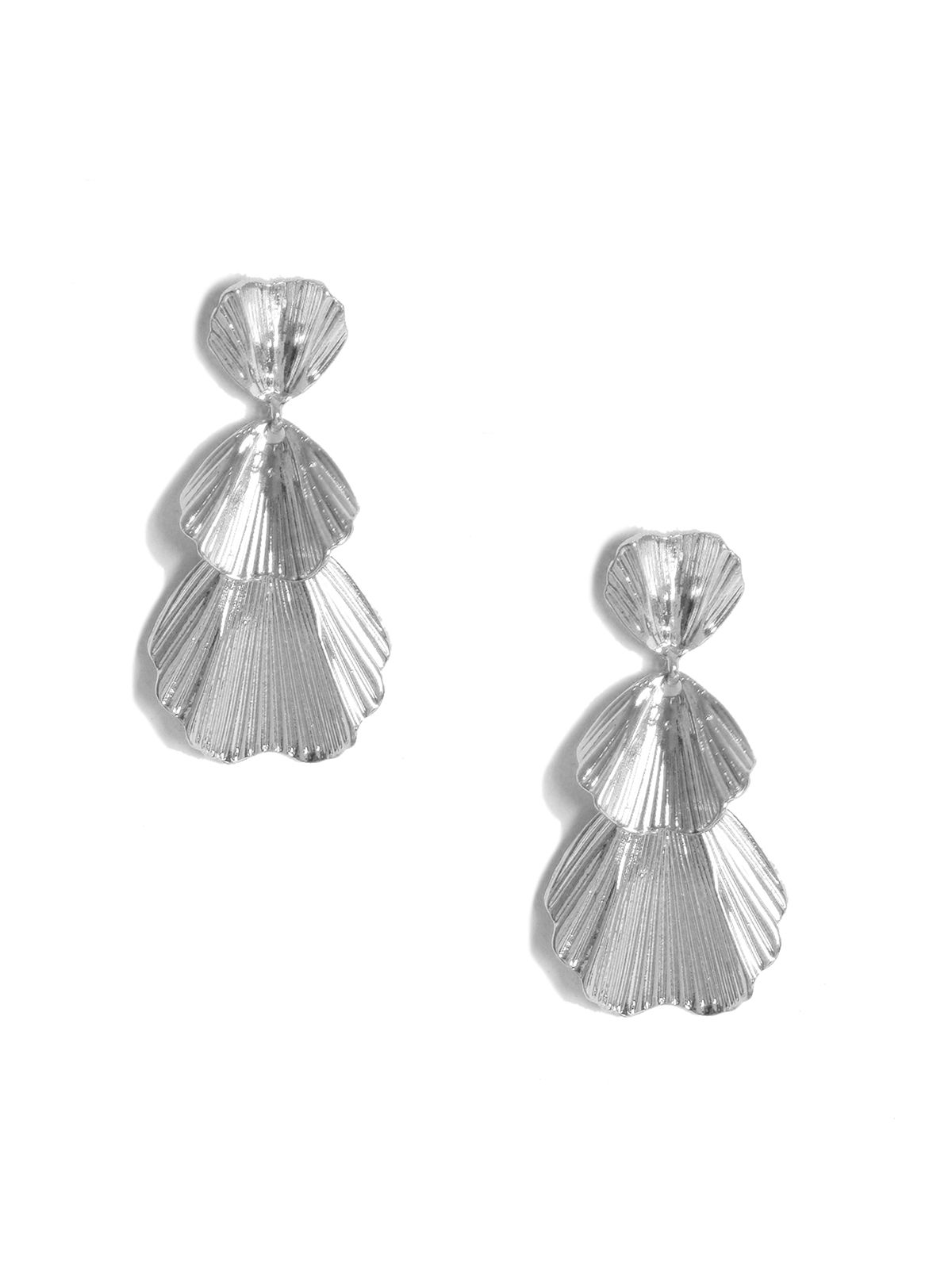 Layered fan drop earrings