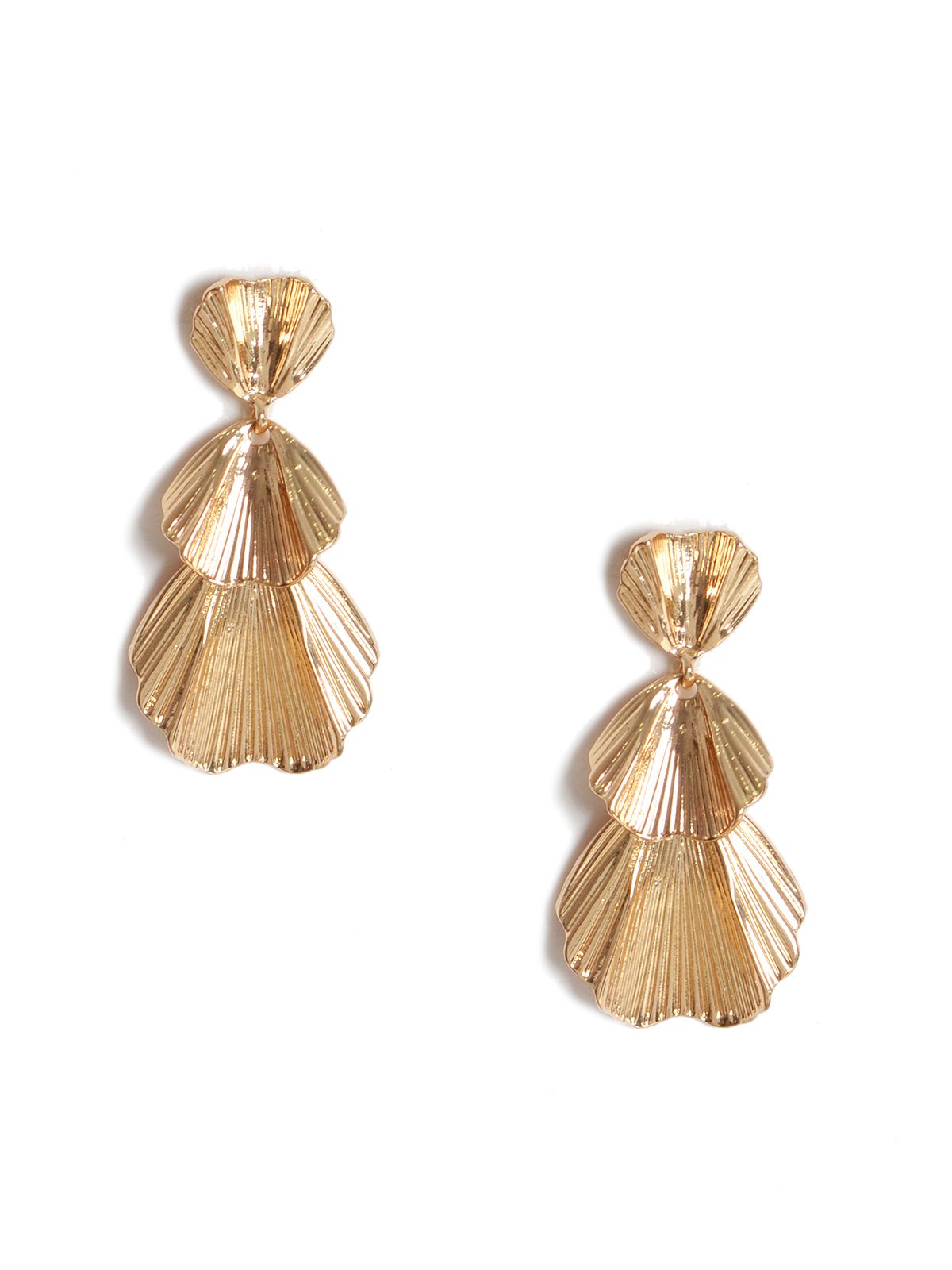 Layered fan drop earrings