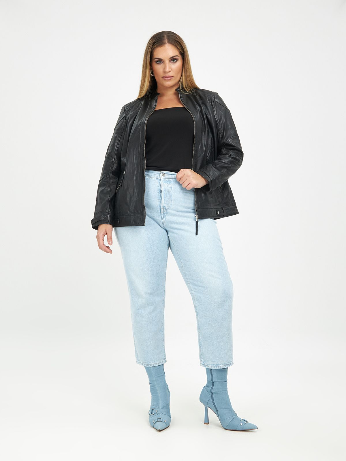 Leather biker jacket