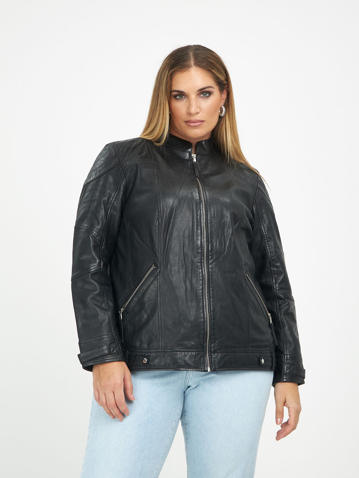 Leather biker jacket