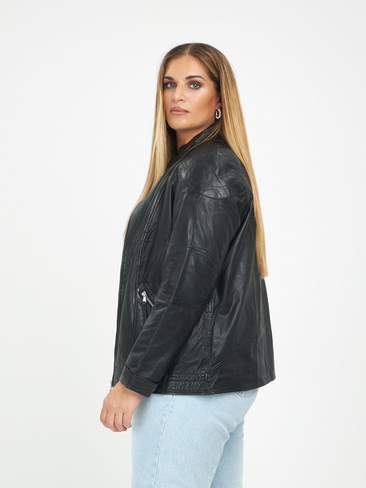 Leather biker jacket