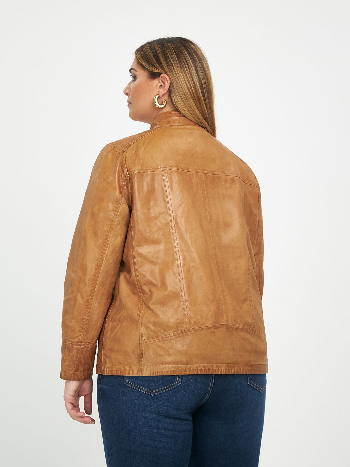 Leather quilted biker jacket