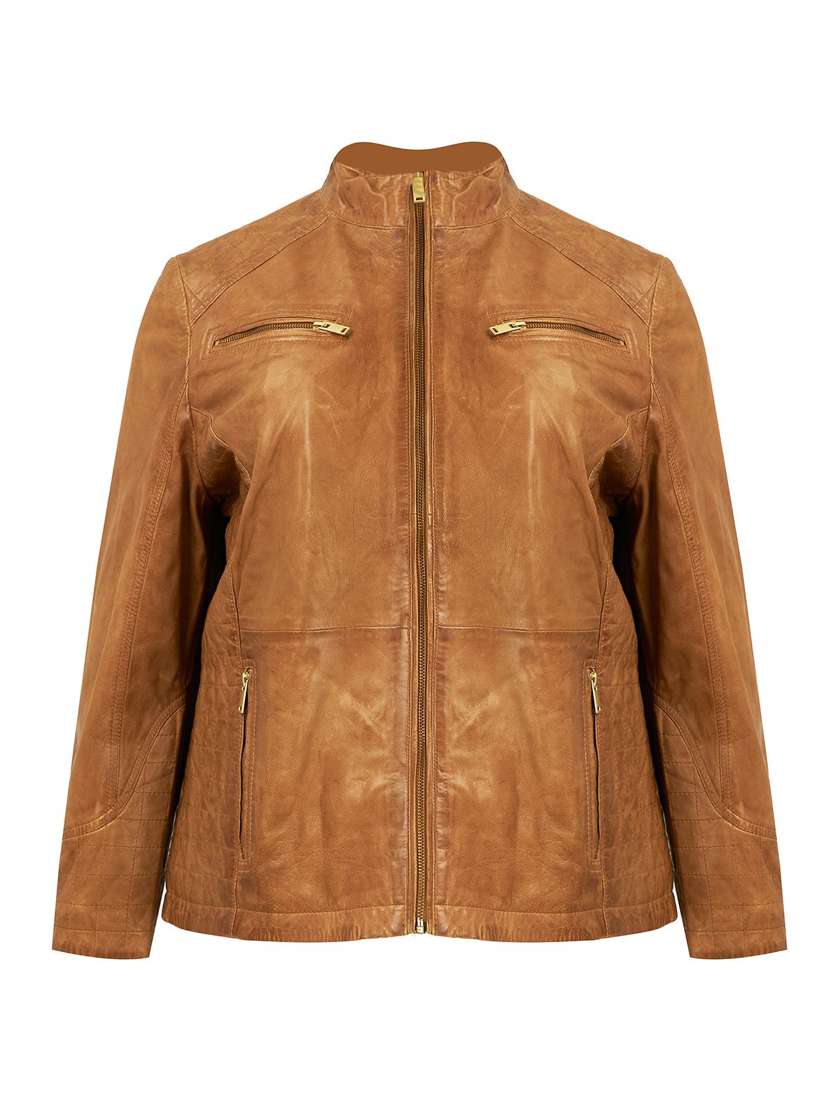 Leather quilted biker jacket