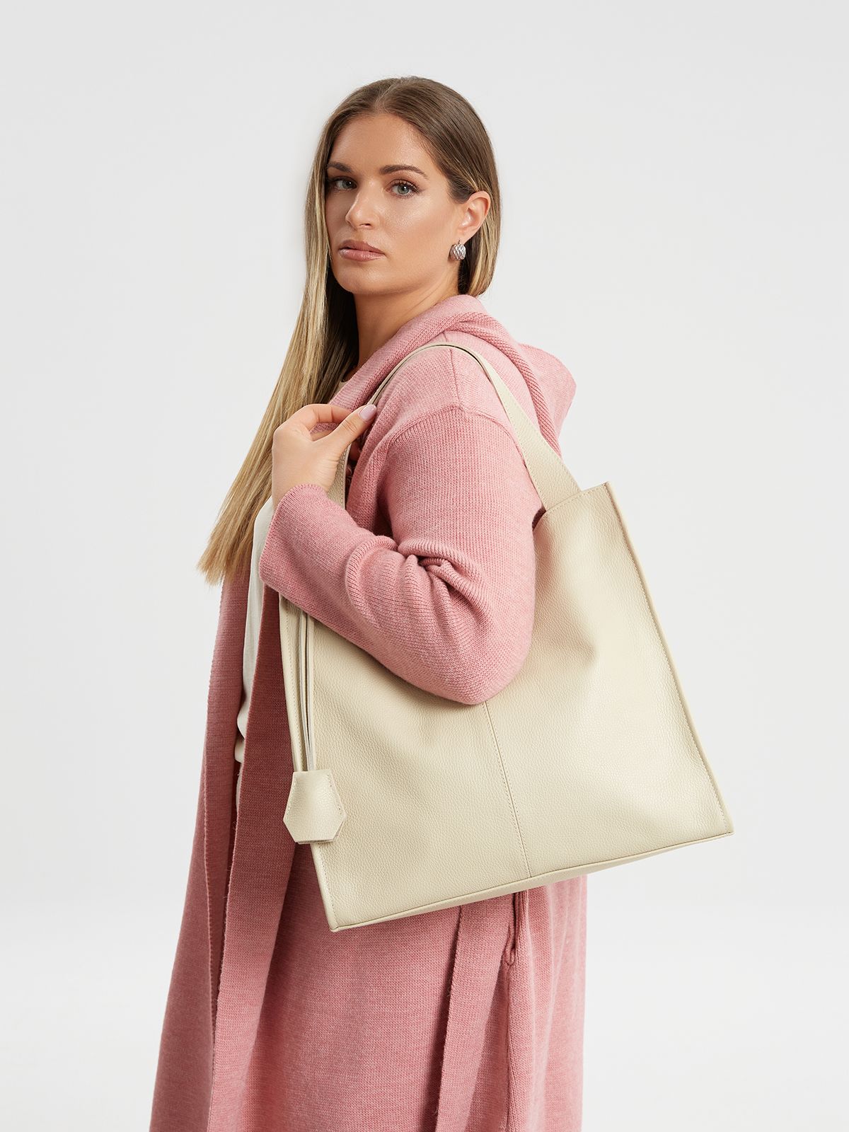 Leather shopper bag
