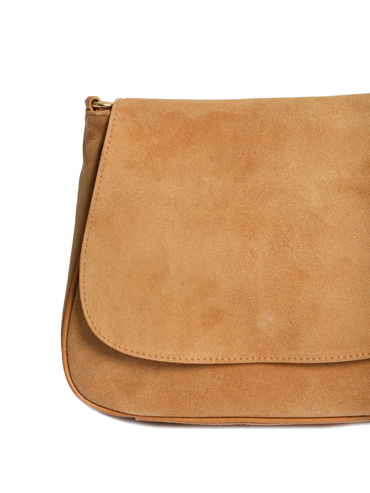 Leather shoulder bag with flap closure
