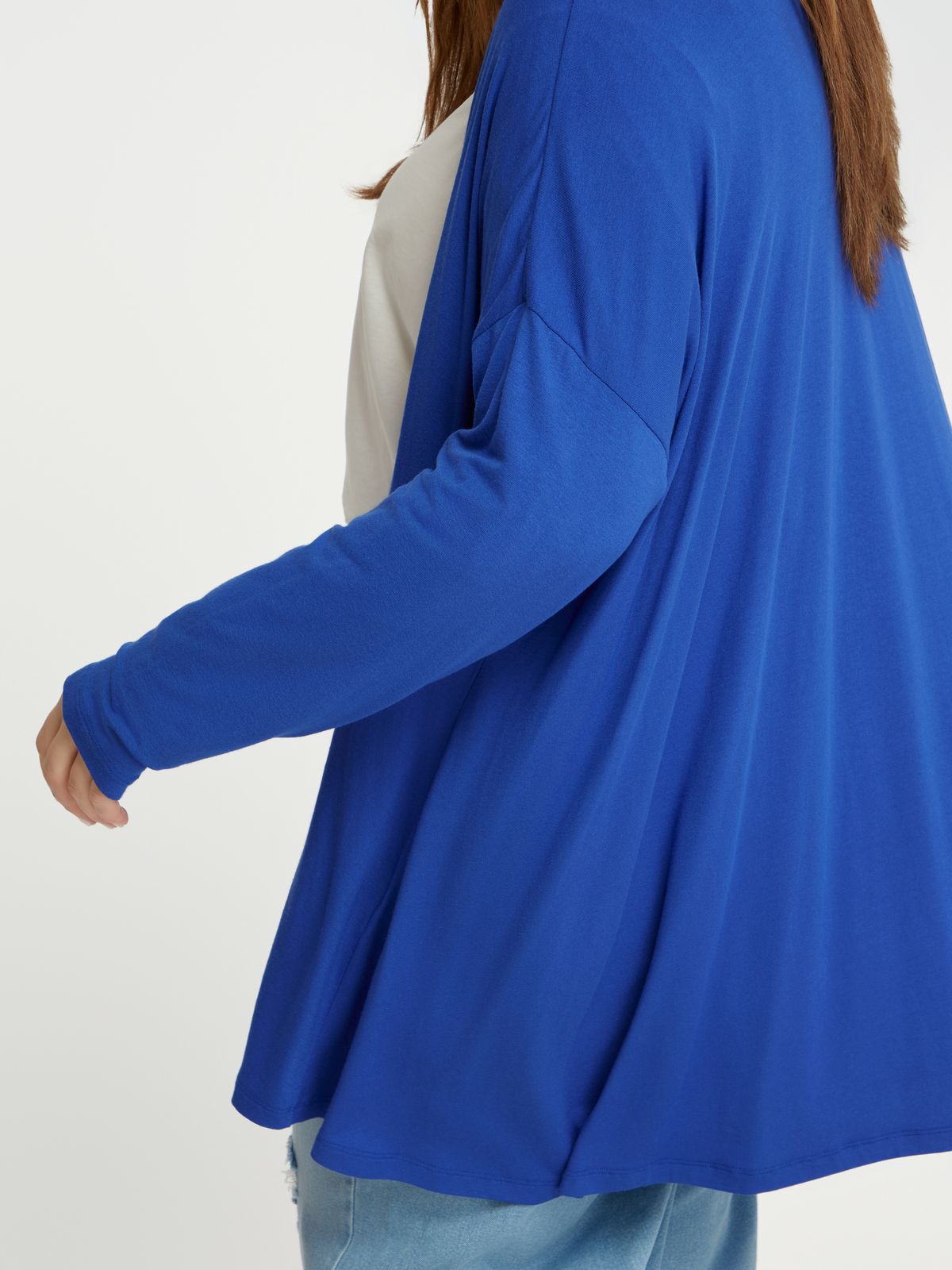 Long-sleeve viscose draped cardigan