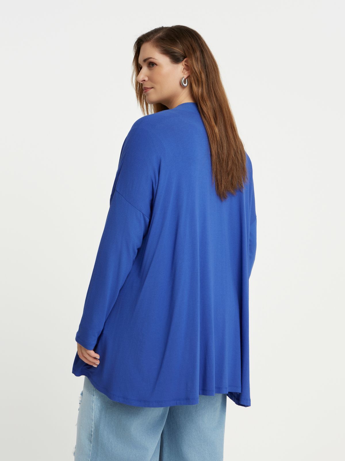 Long-sleeve viscose draped cardigan