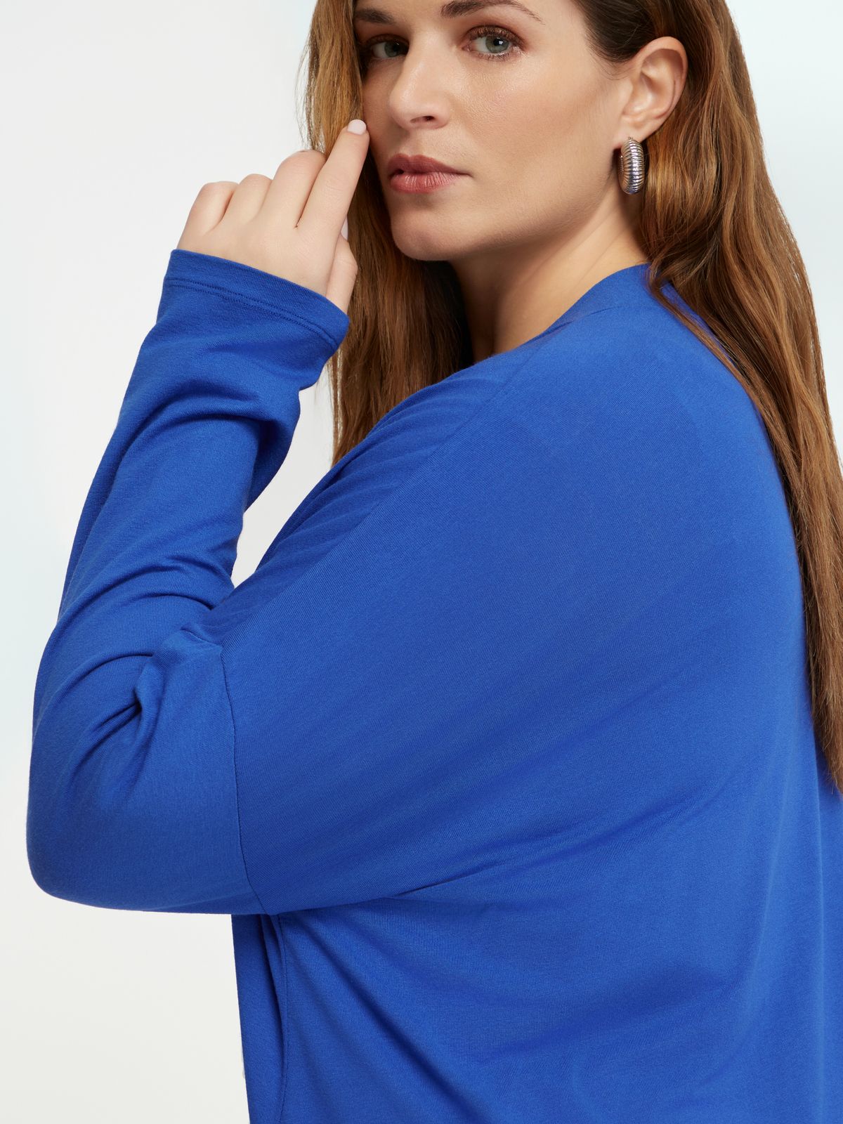 Long-sleeve viscose draped cardigan