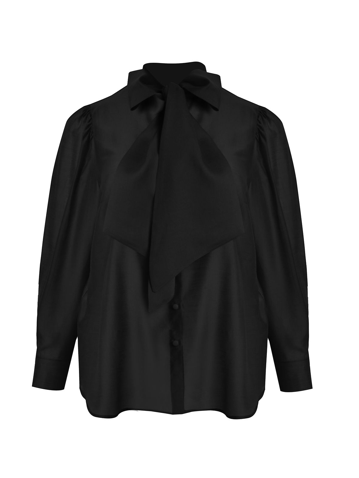 Long-sleeved shirt with neck tie detail 