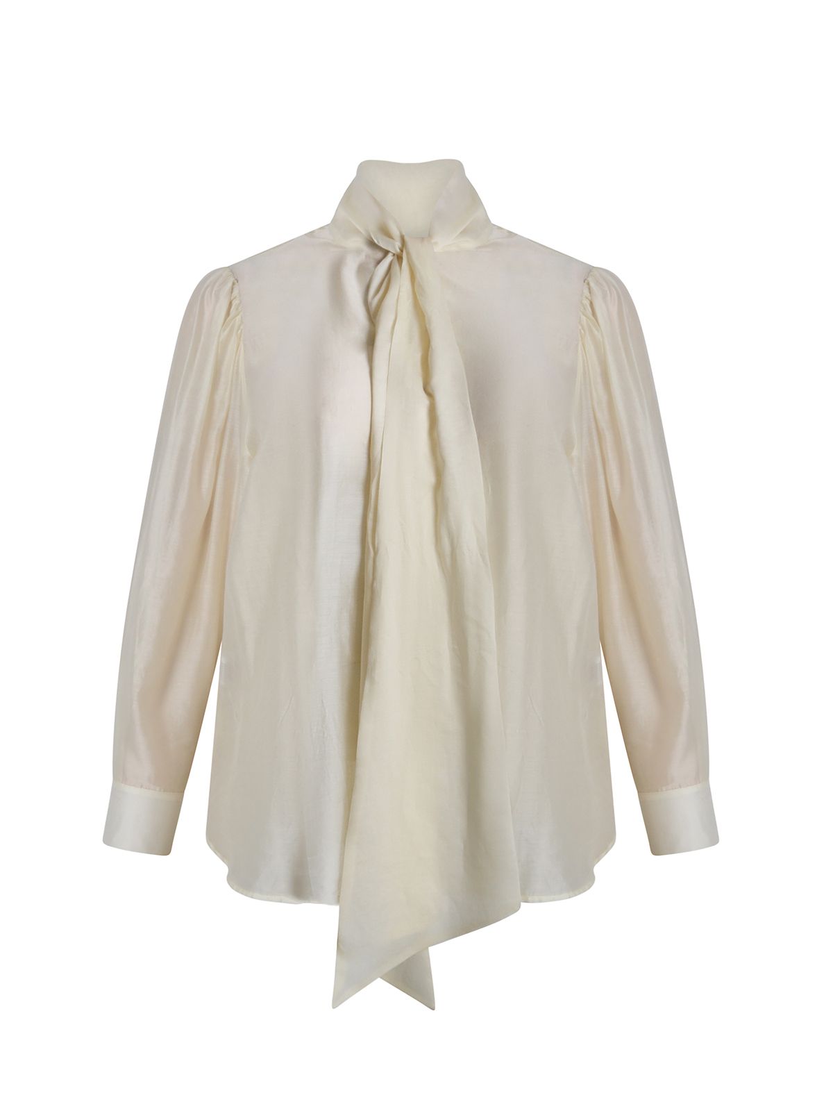 Long-sleeved shirt with neck tie detail 