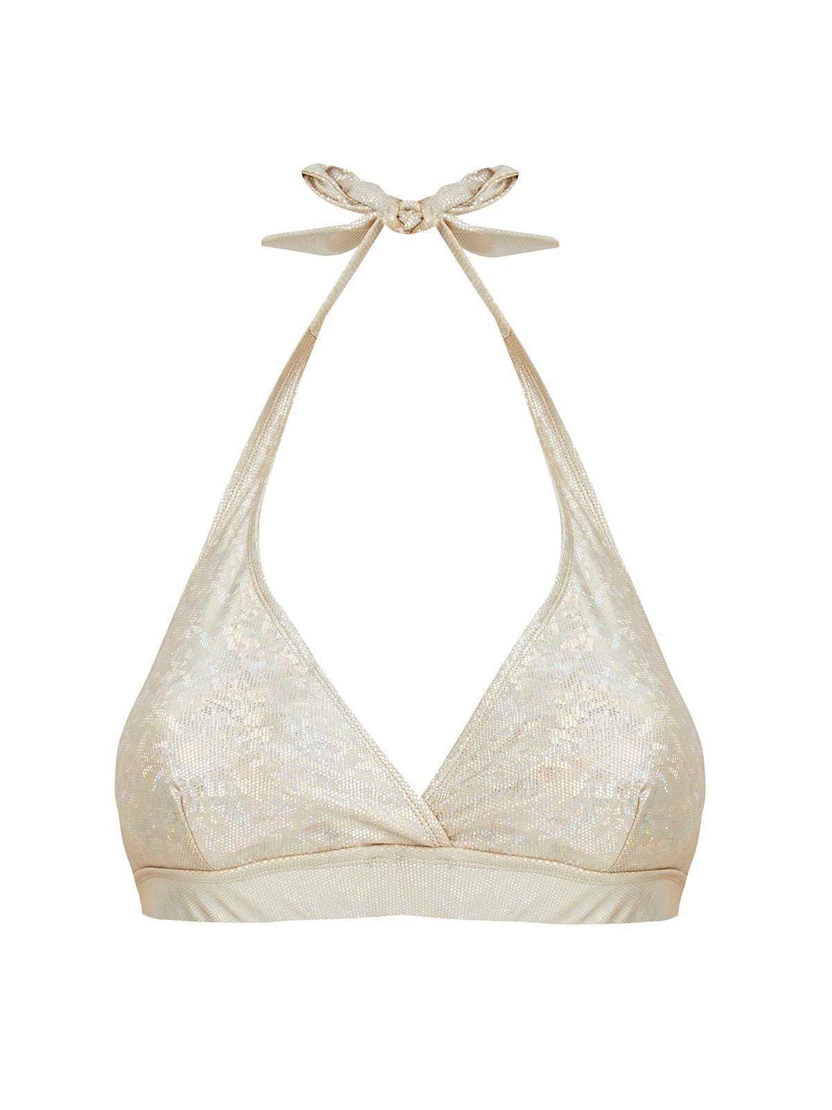 Metallic triangle padded bikini top
