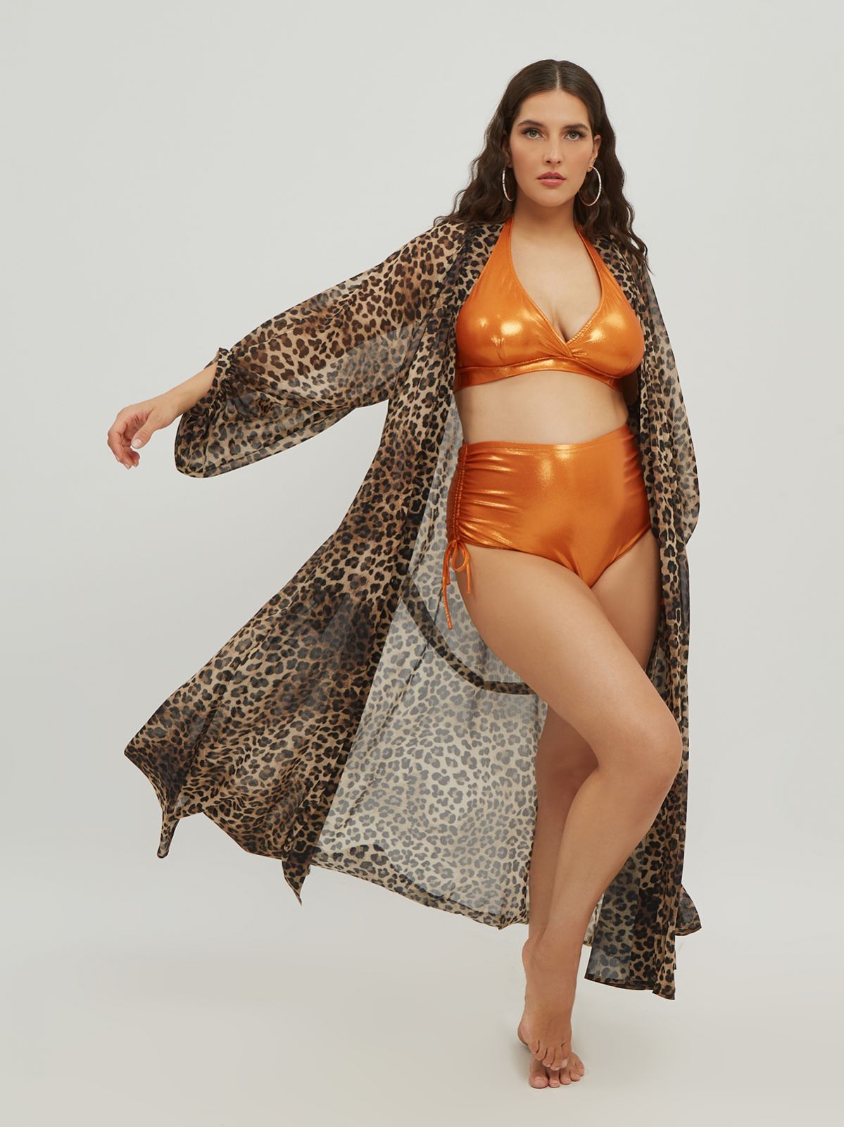 Metallic triangle padded bikini top