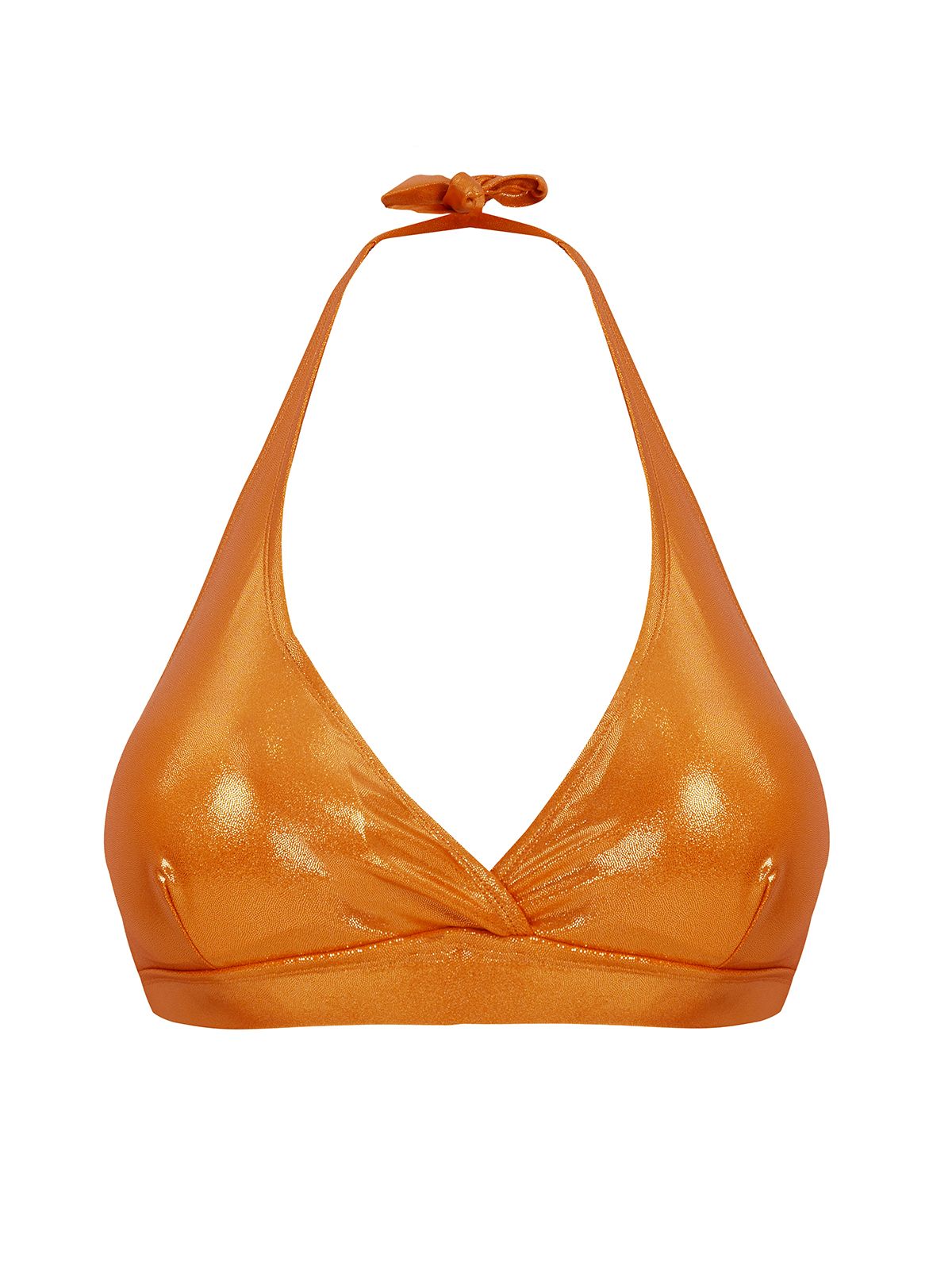 Metallic triangle padded bikini top