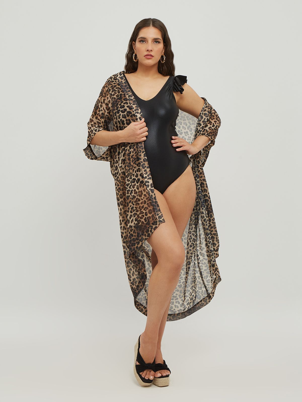 Metallic ruffle swimsuit