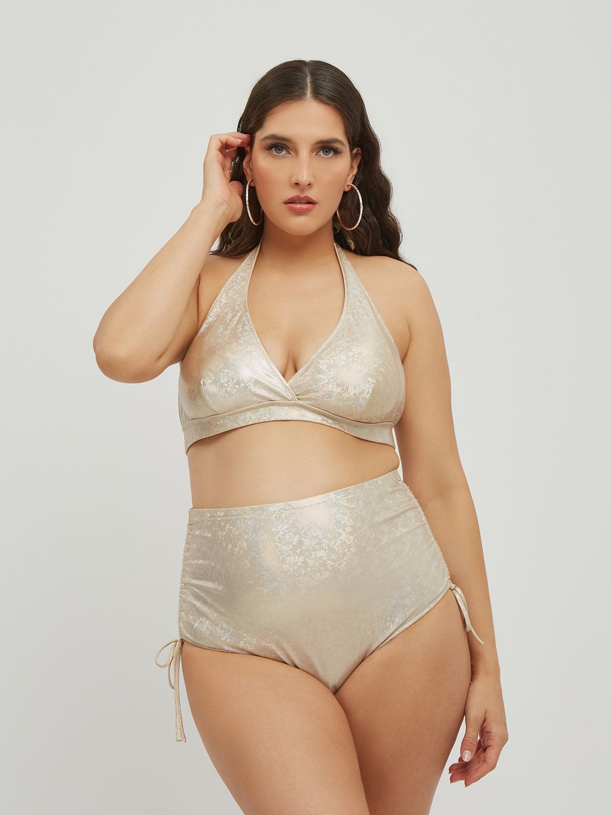 Metallic tie side bikini bottom 