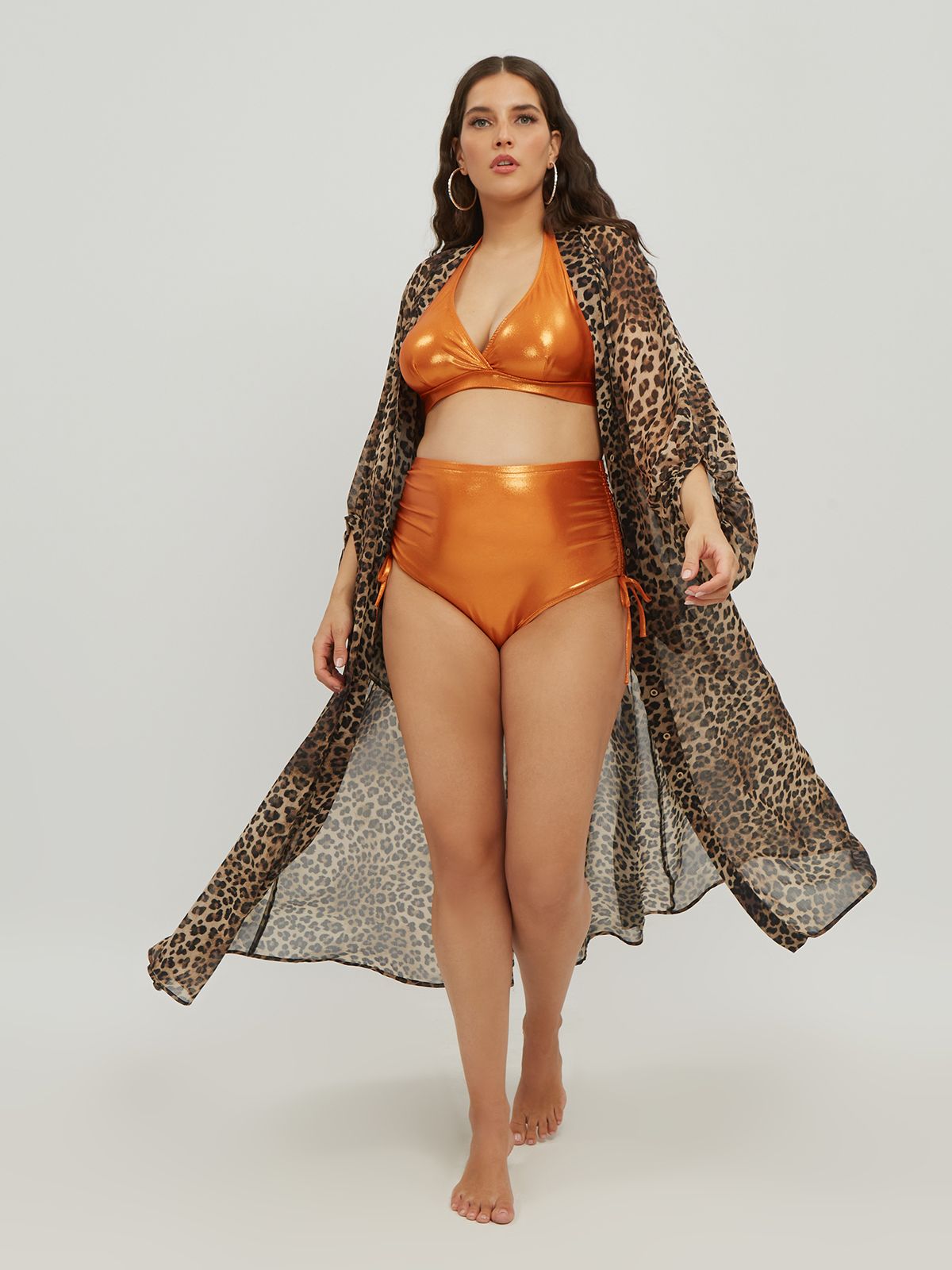 Metallic tie side bikini bottom 