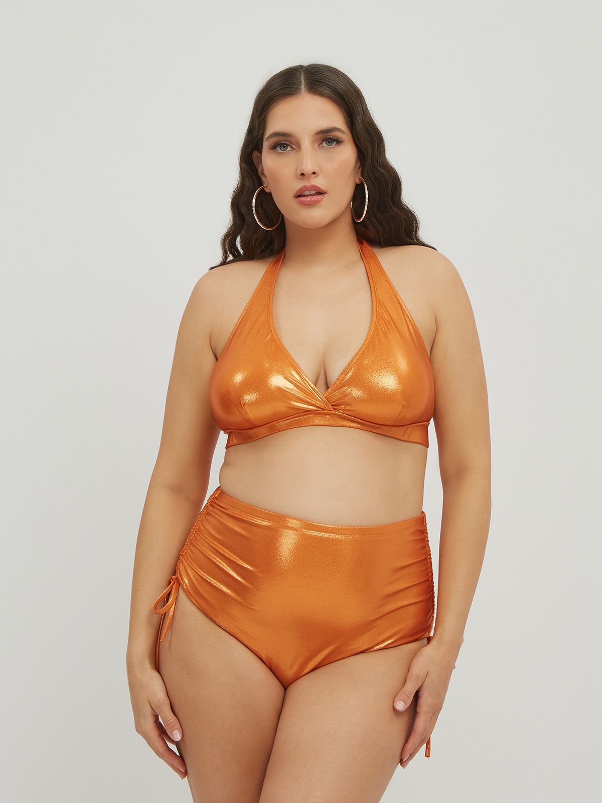 Metallic tie side bikini bottom 