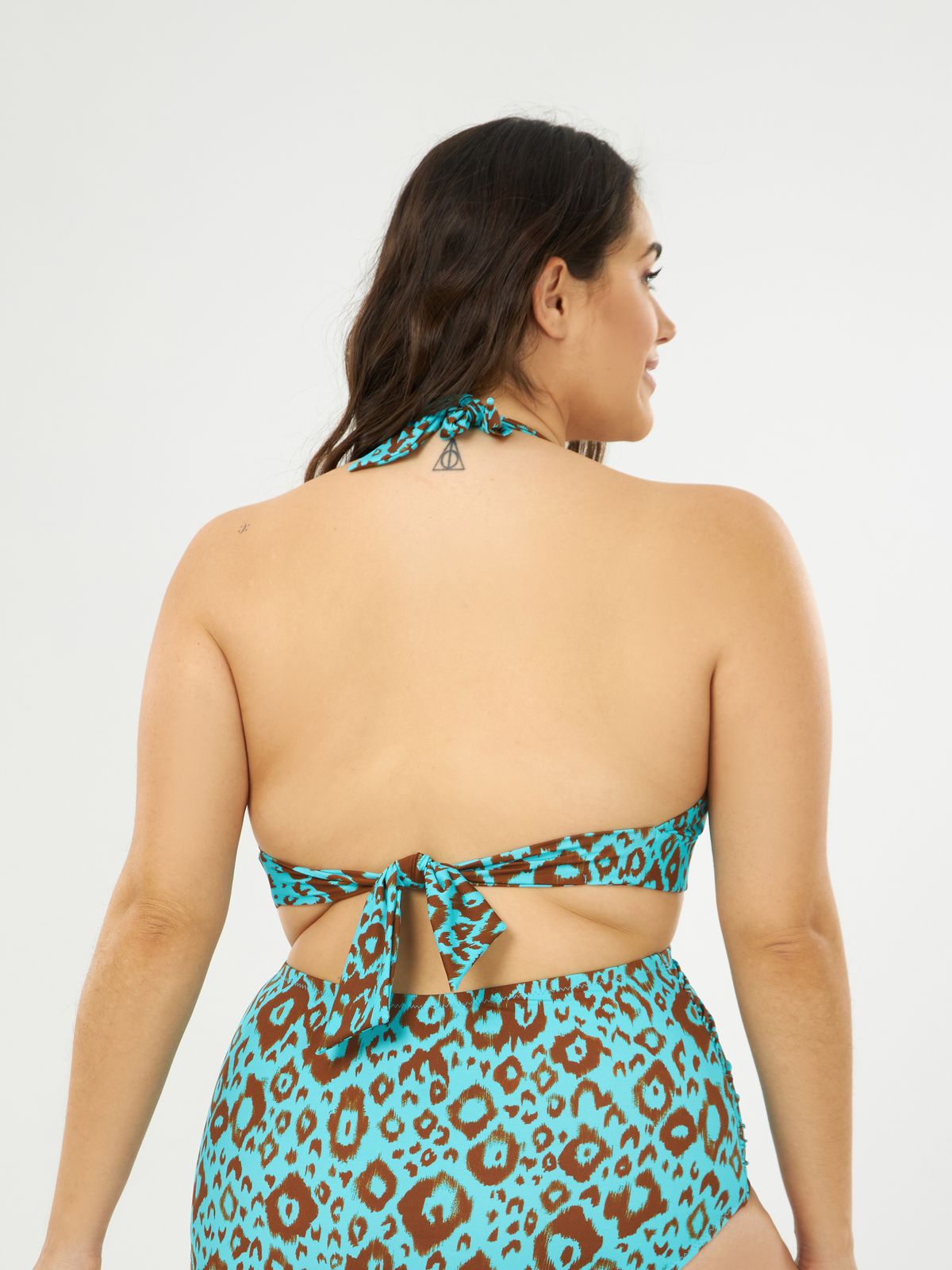 Animal print triangle padded bikini top