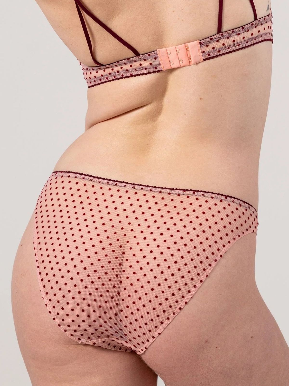 Mesh Bikini Briefs Pale Pink/Burgundy