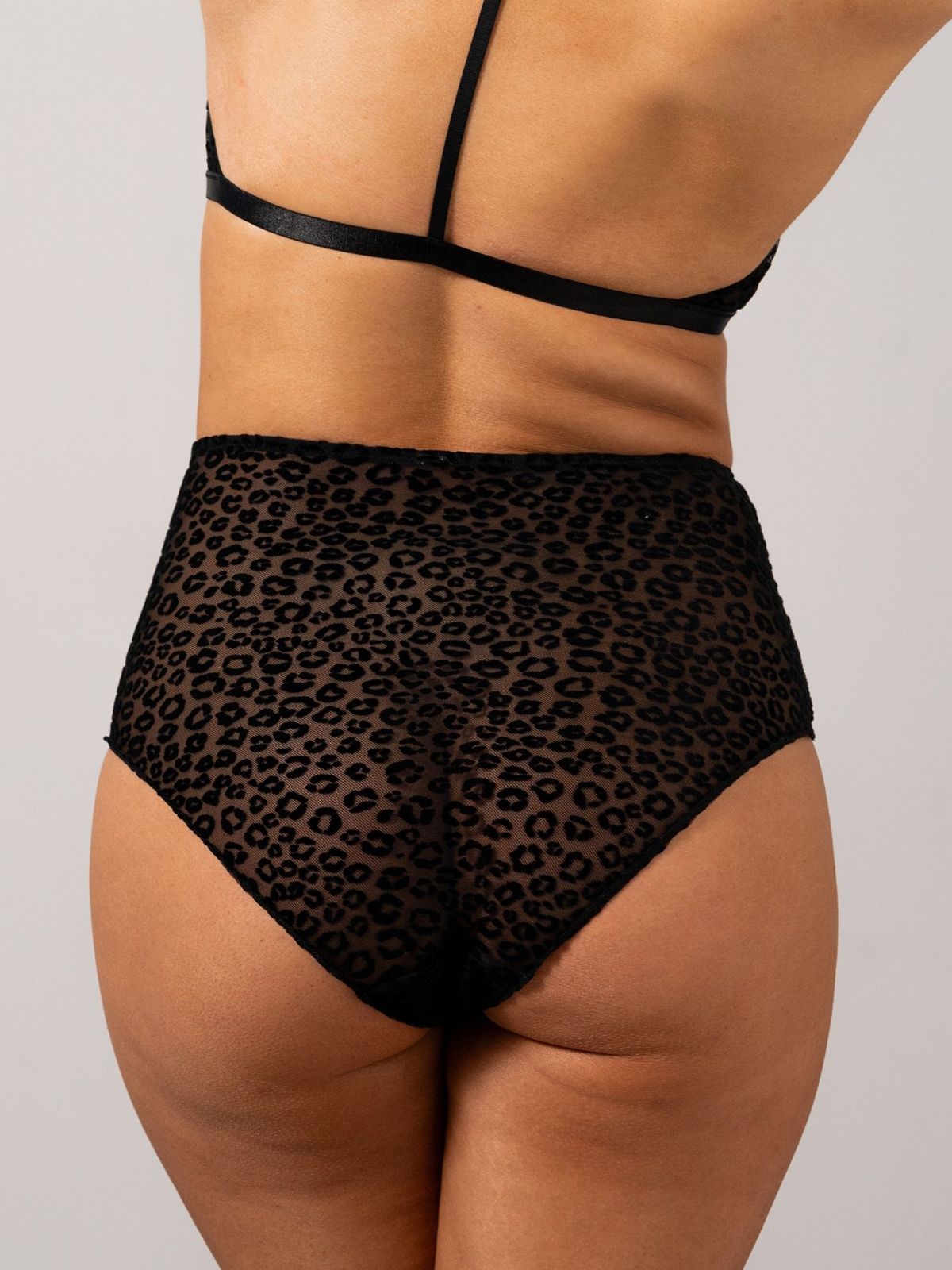 Mesh Highwaist Briefs Black Leopard