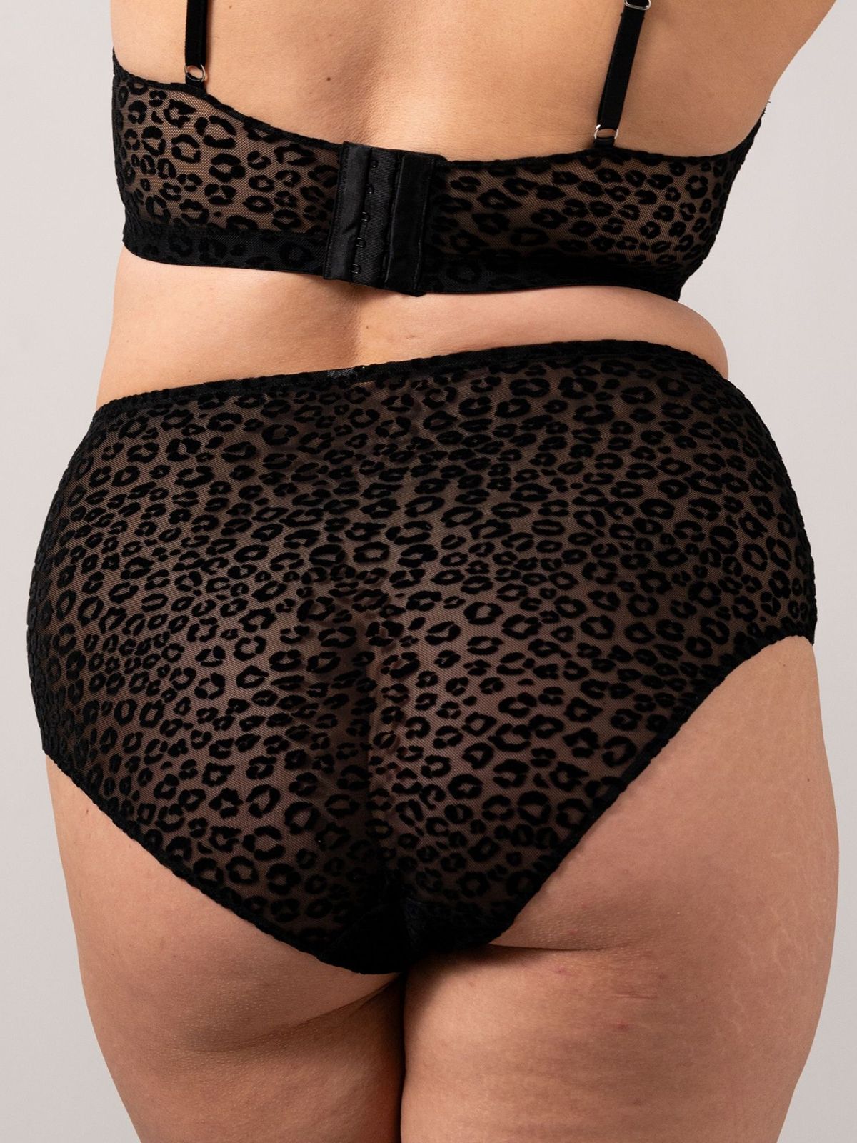 Mesh Highwaist Briefs Black Leopard