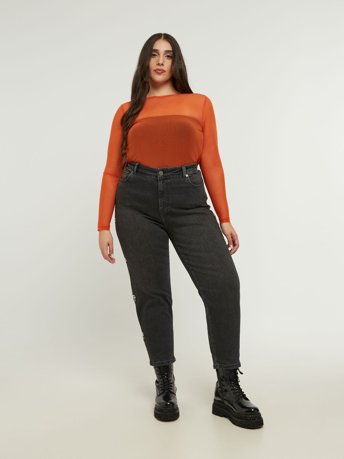 Mesh long-sleeve top