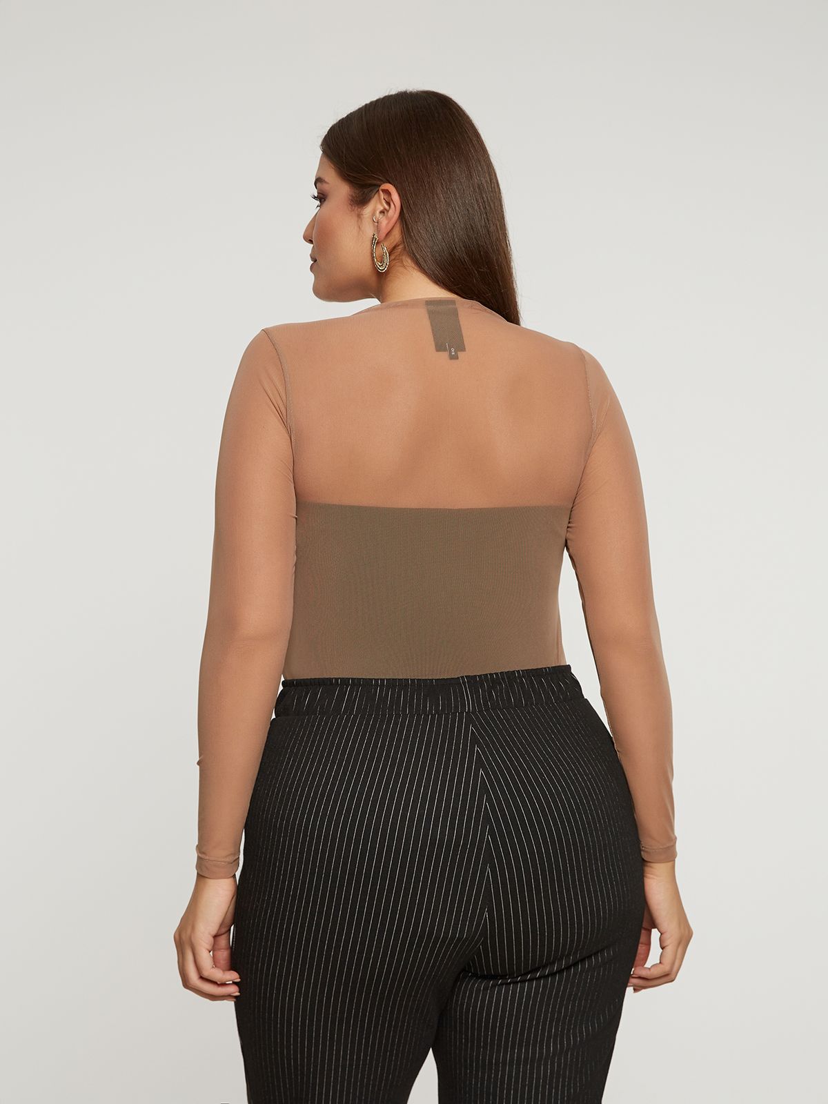 Mesh long-sleeve top